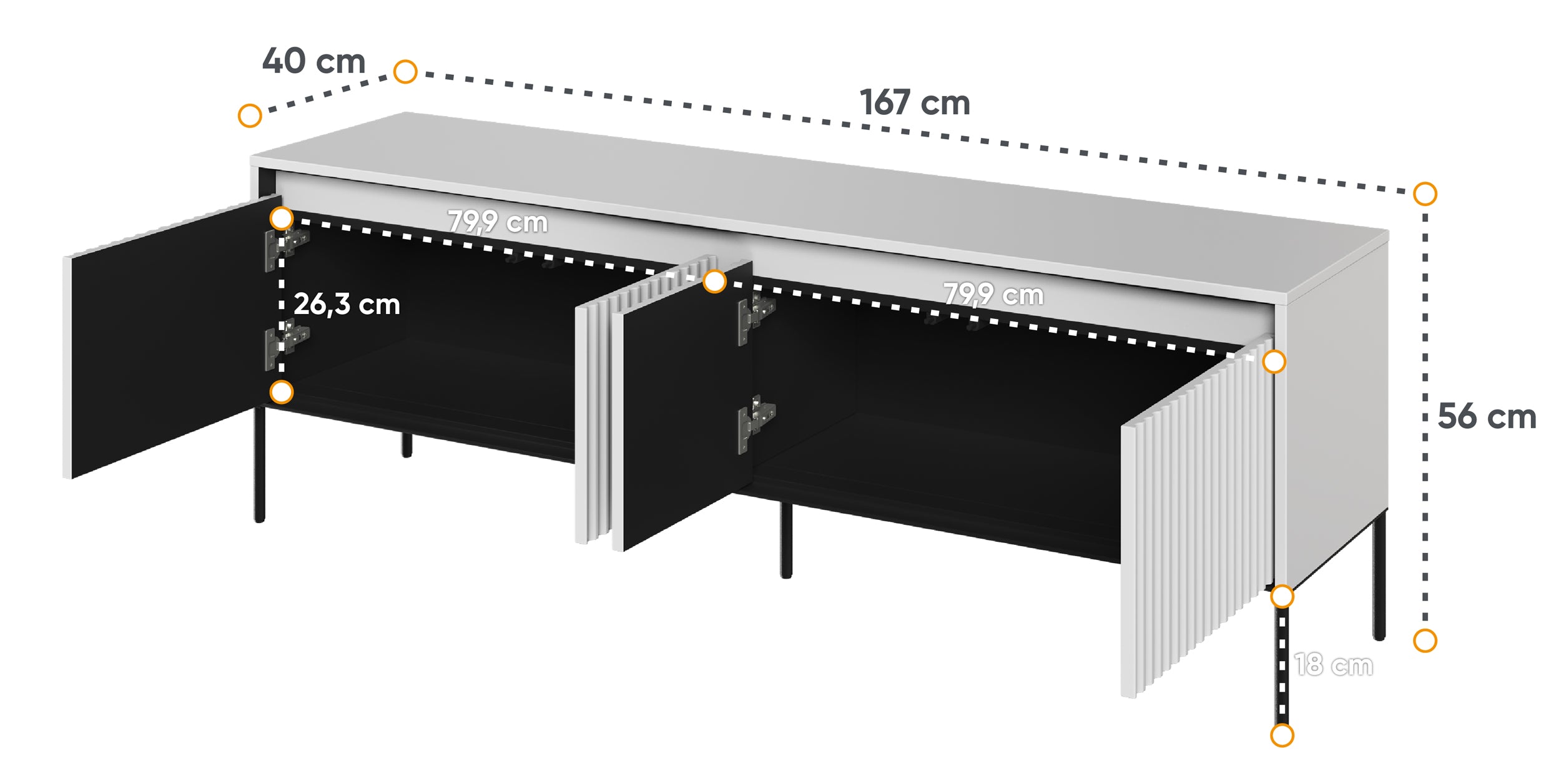 Szafka RTV Trend 167 cm z LED Biała