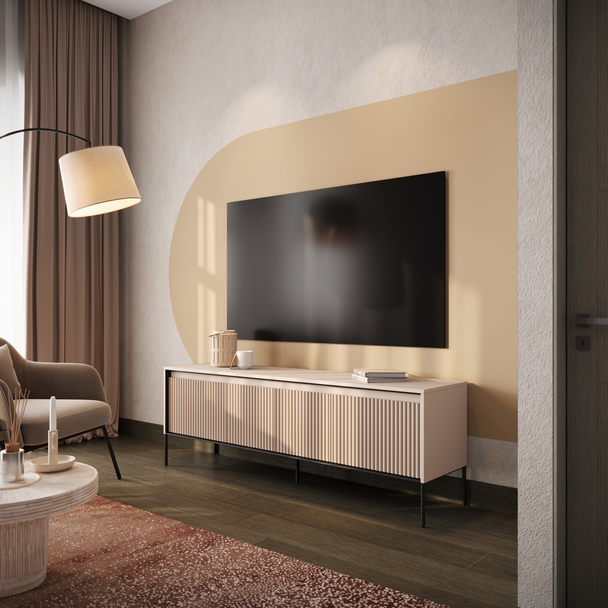 Szafka RTV Trend 167 cm z LED Beżowa