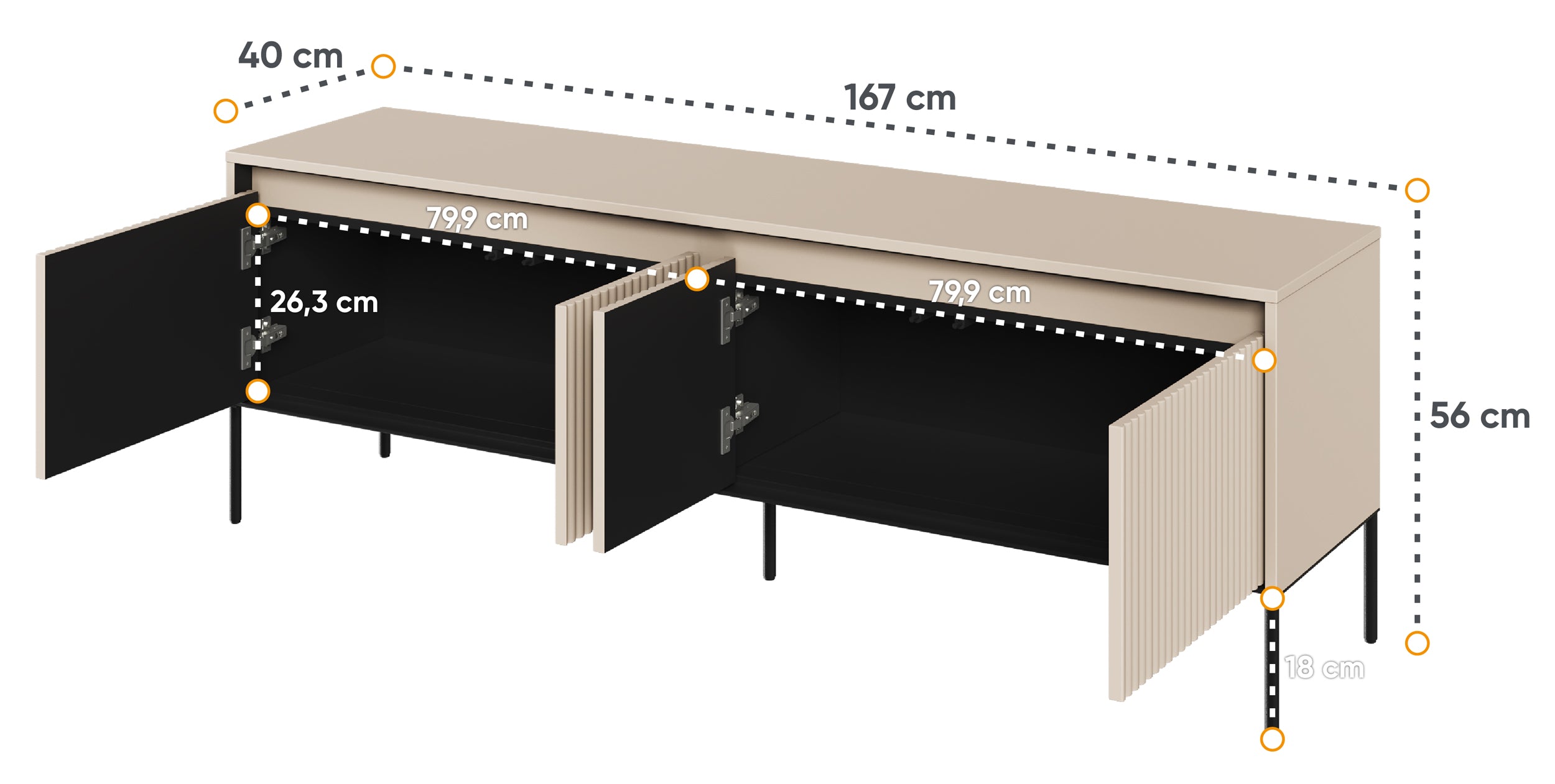 Szafka RTV Trend 167 cm z LED Beżowa