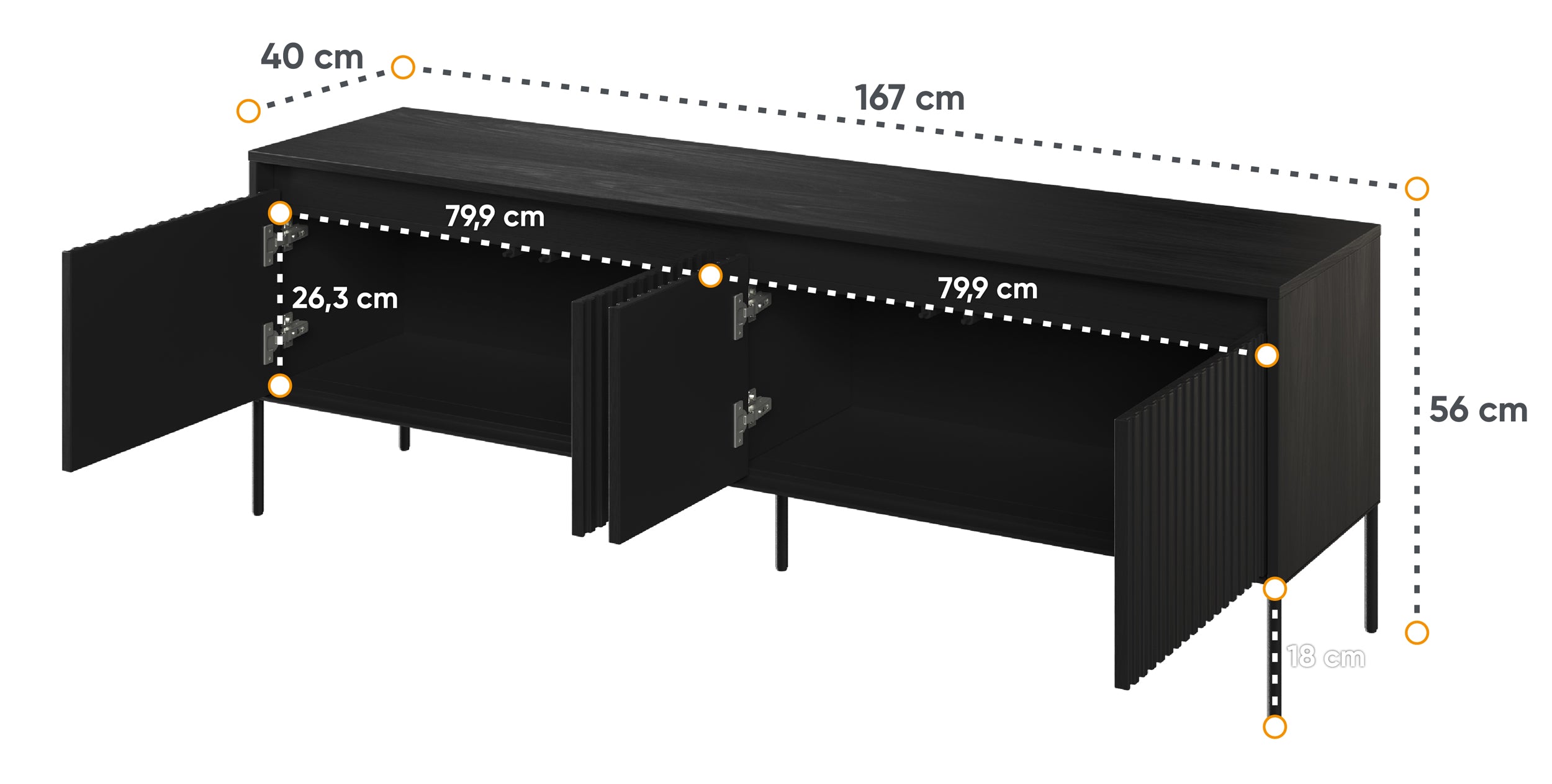 Szafka RTV Trend 167 cm z LED Czarna