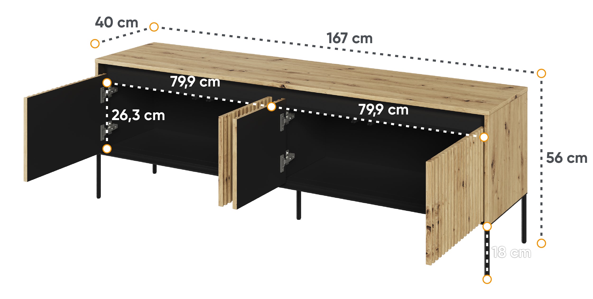 Szafka RTV Trend 167 cm z LED Dąb artisan