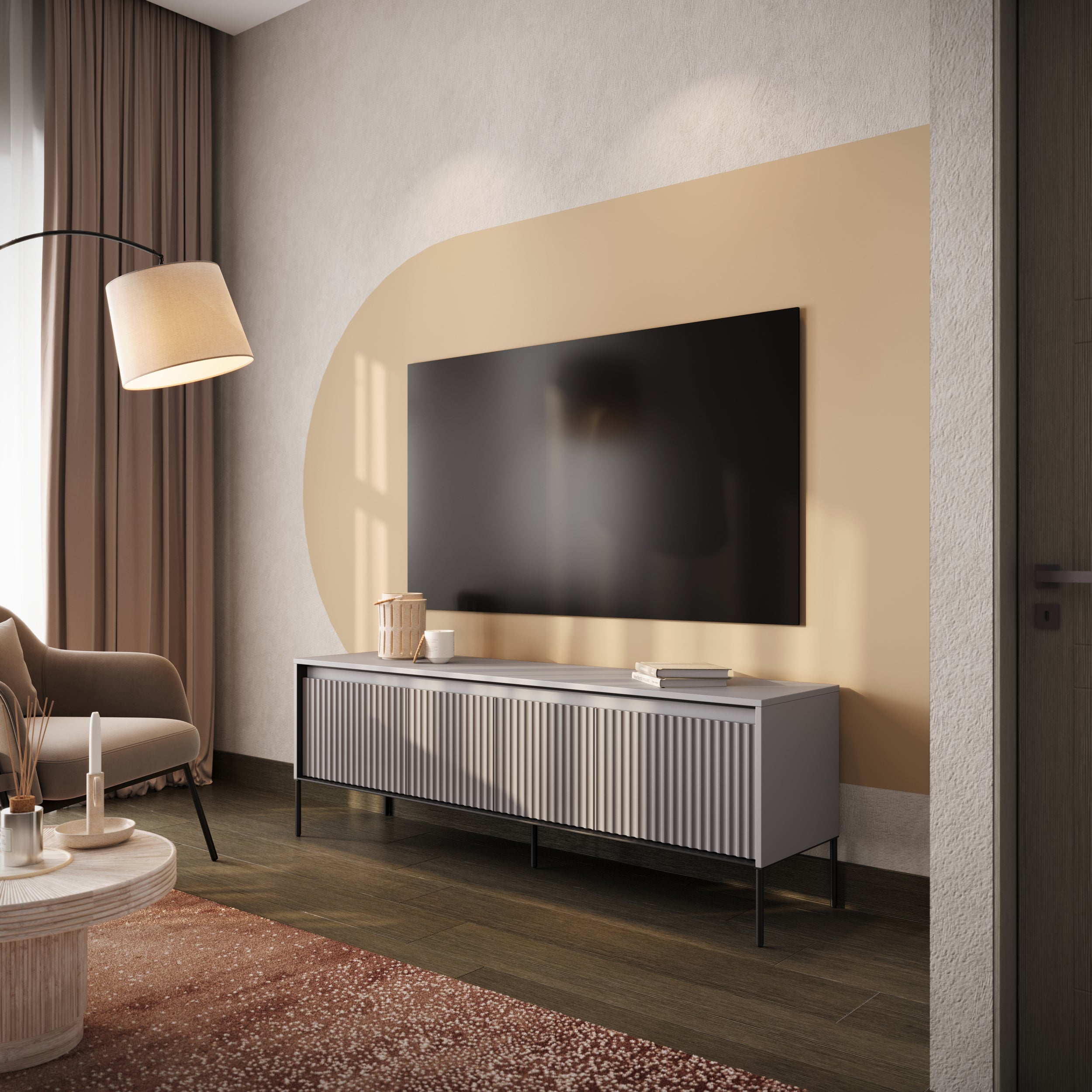 Szafka RTV Trend 167 cm z LED Szara