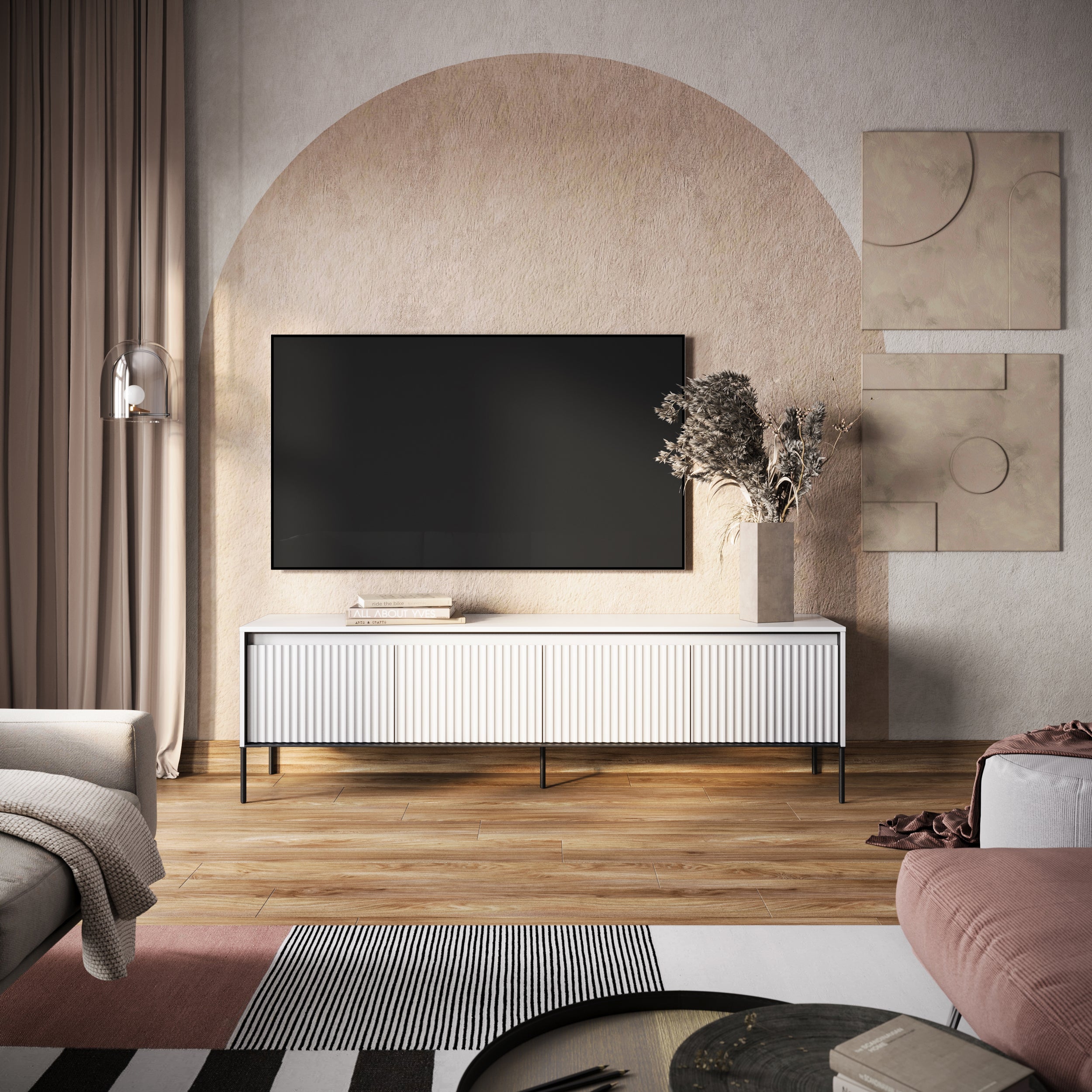 Szafka RTV Trend 193 cm z LED Biała