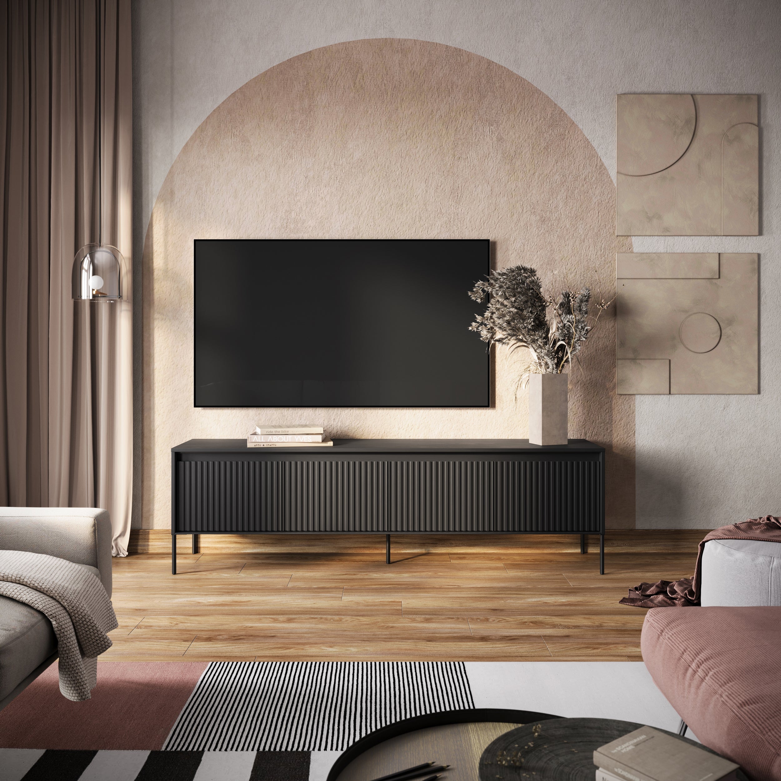 Szafka RTV Trend 193 cm z LED Czarna