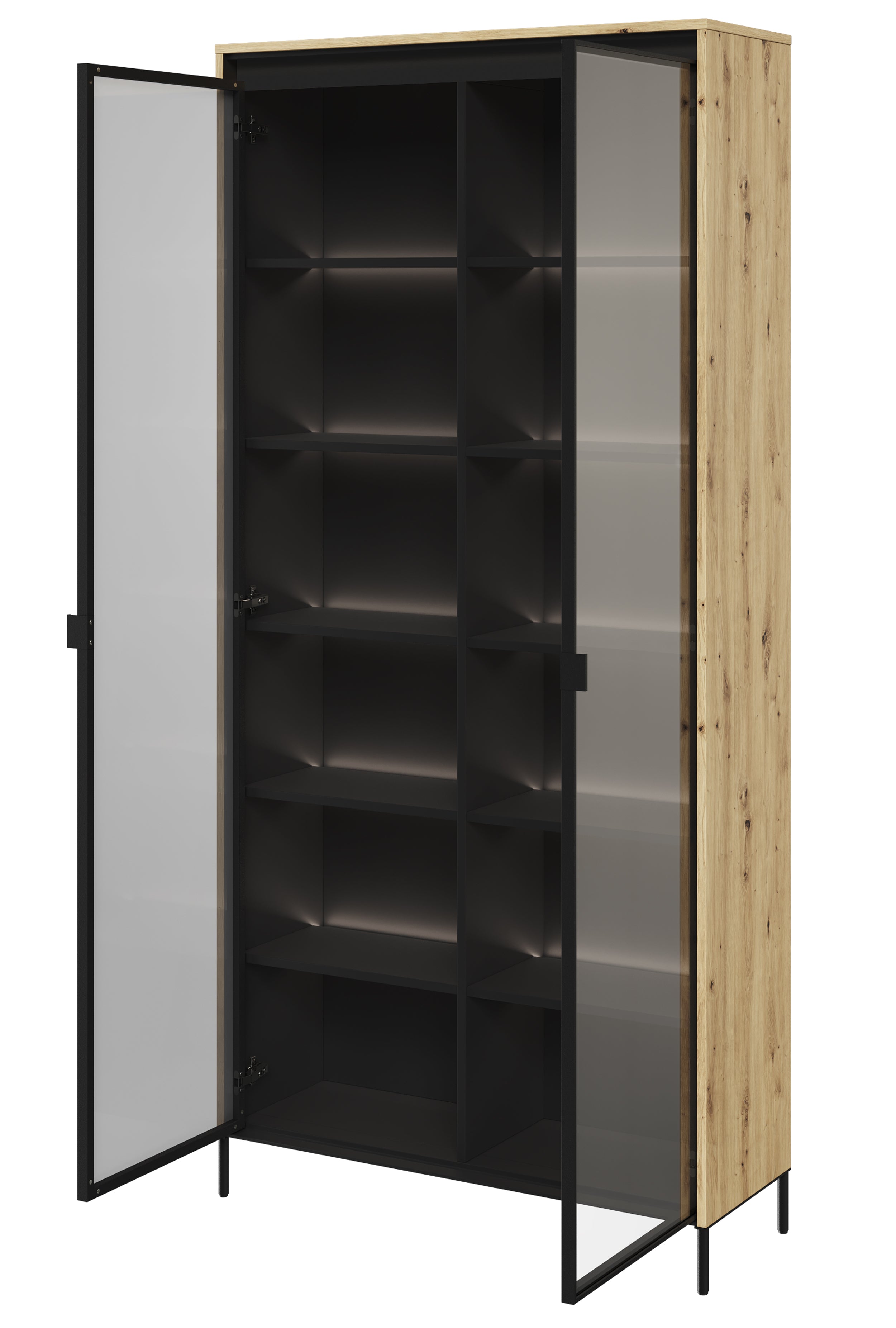 Witryna dwudrzwiowa Trend 92 cm z LED Dąb artisan