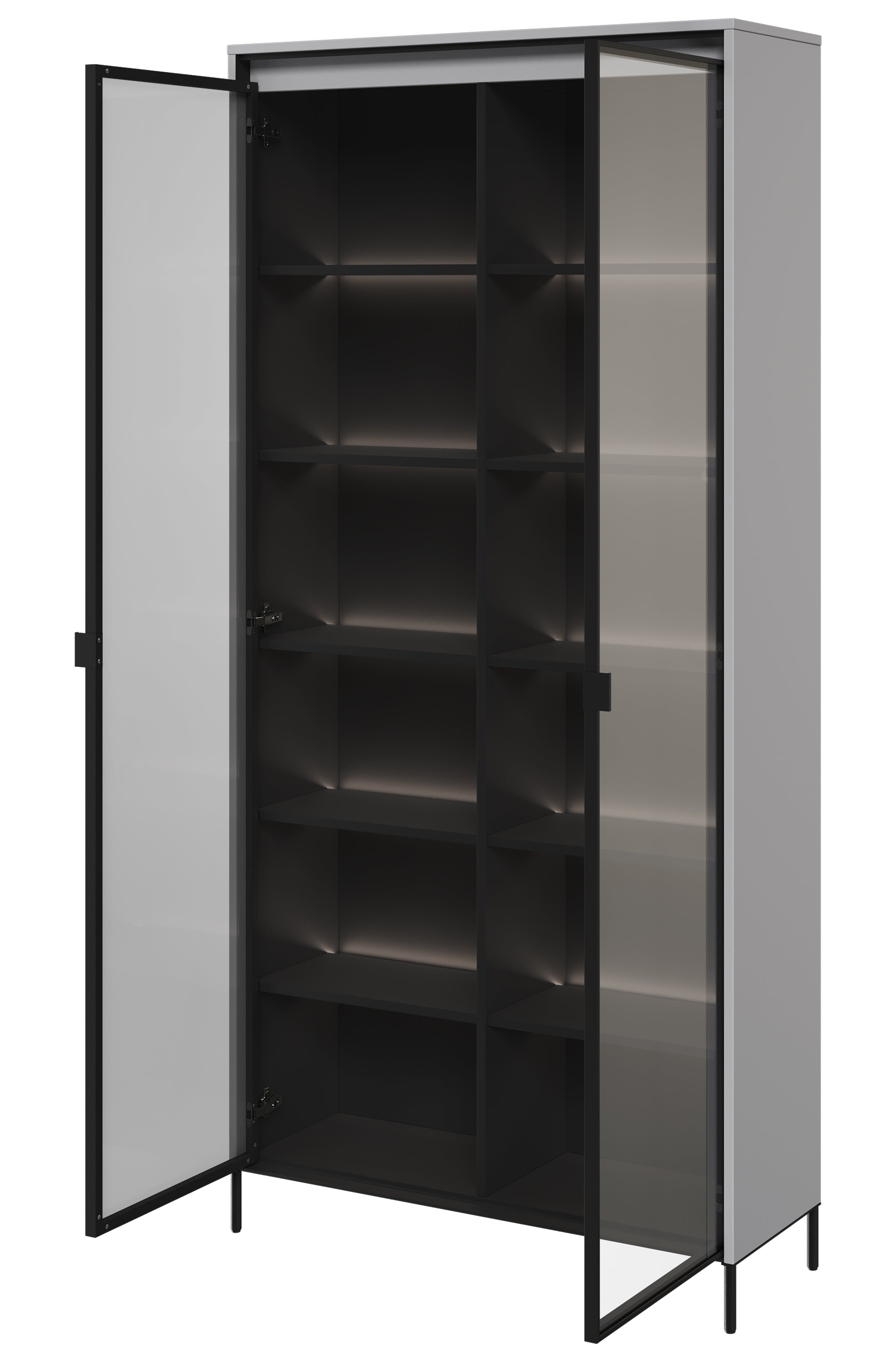 Witryna dwudrzwiowa Trend 92 cm z LED Szara