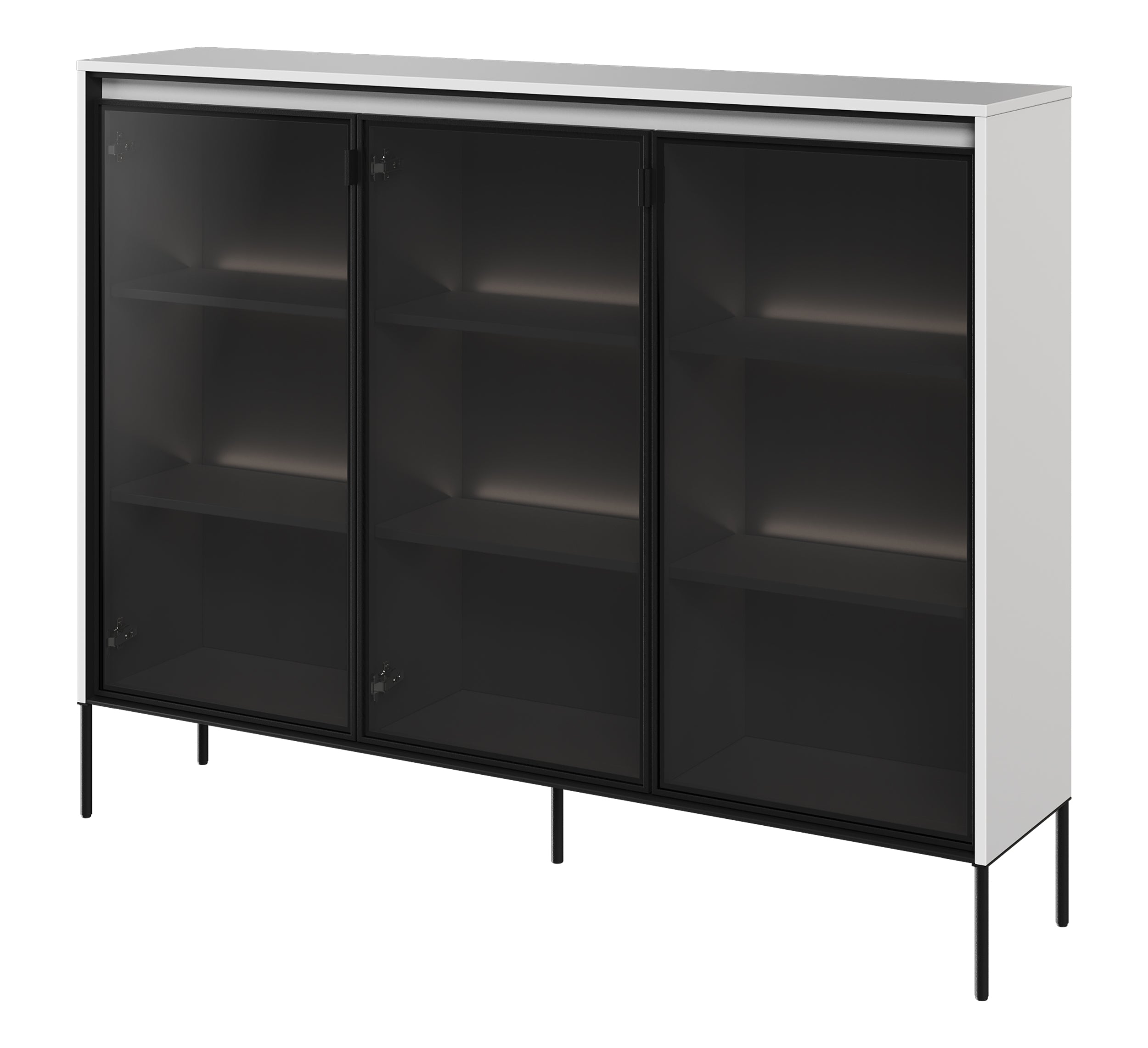Witryna trzydrzwiowa Trend 150 cm z LED Biała