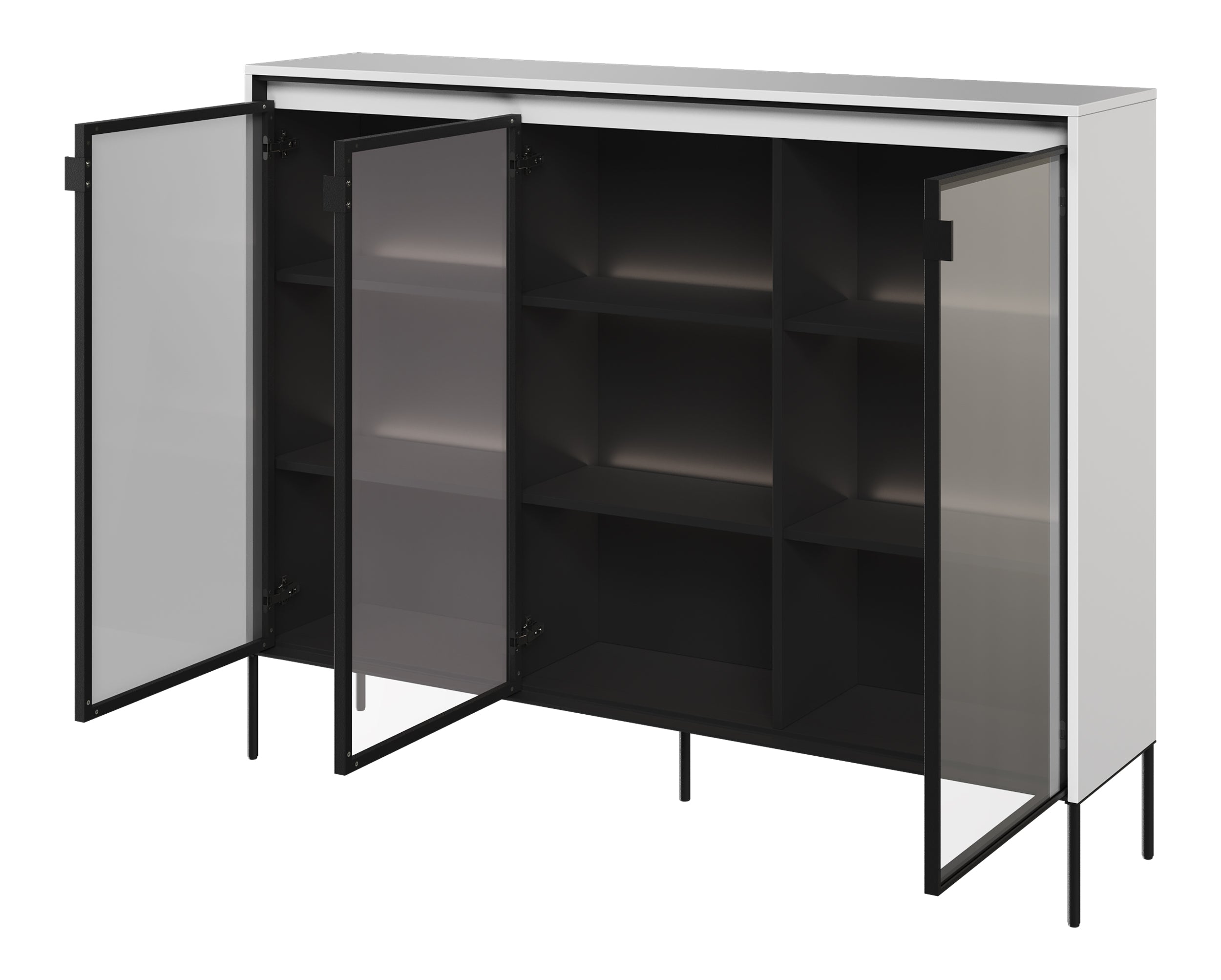 Witryna trzydrzwiowa Trend 150 cm z LED Biała