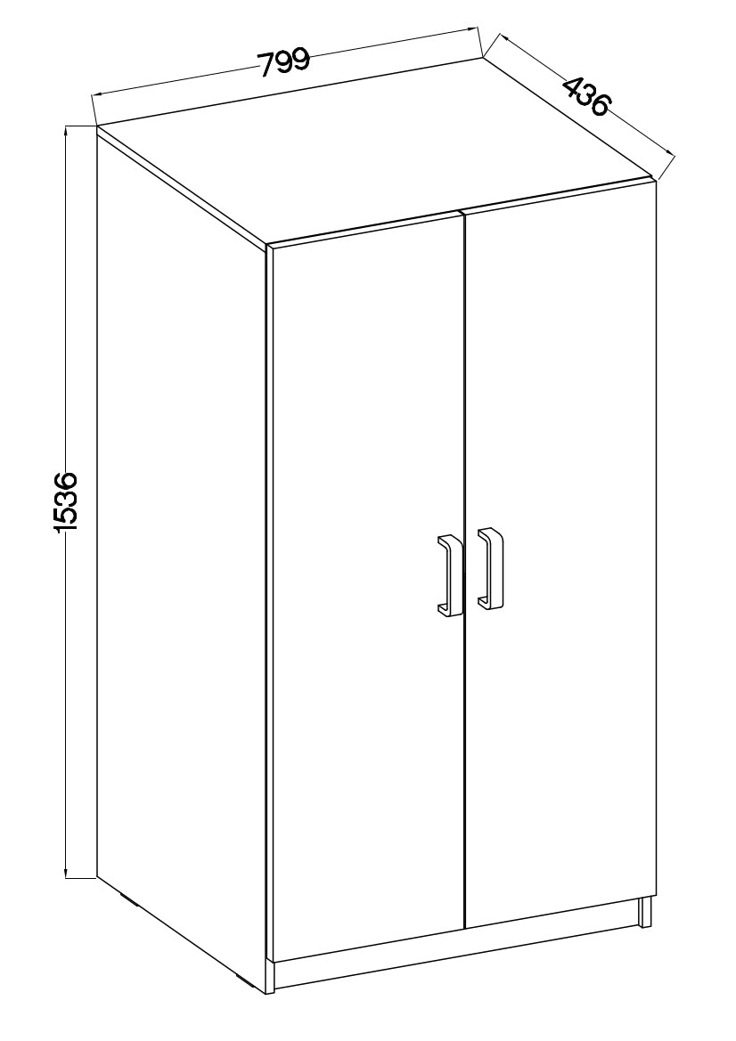 Szafa dwudrzwiowa Stundly z ośmioma półkami 80 cm Szary/Dąb artisan