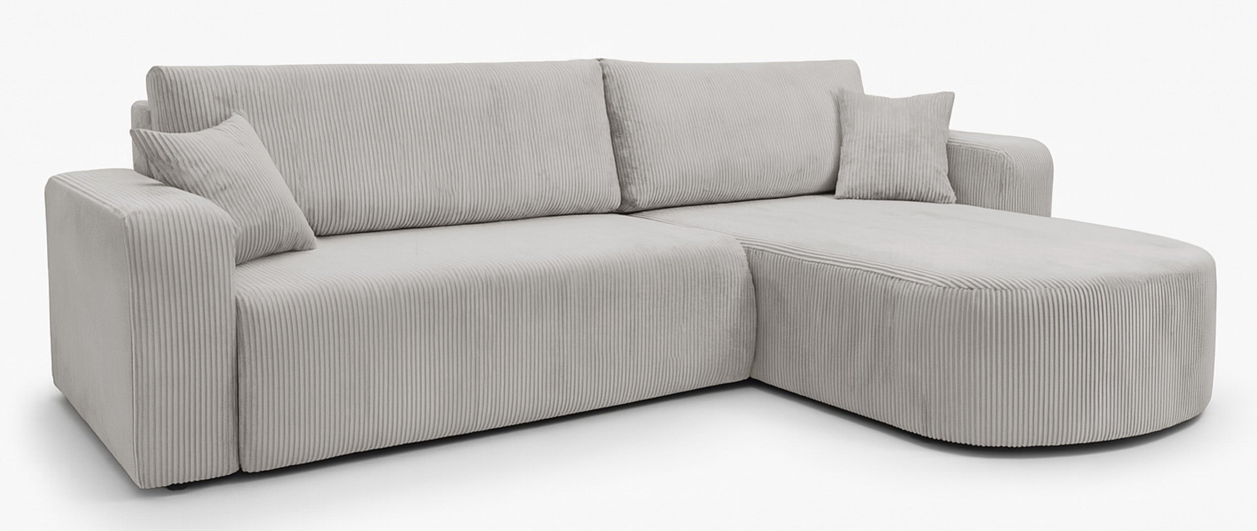 Narożnik z funkcją spania Teeo L-kształtny uniwersalny z pojemnikiem jasnobeżowy sztruks