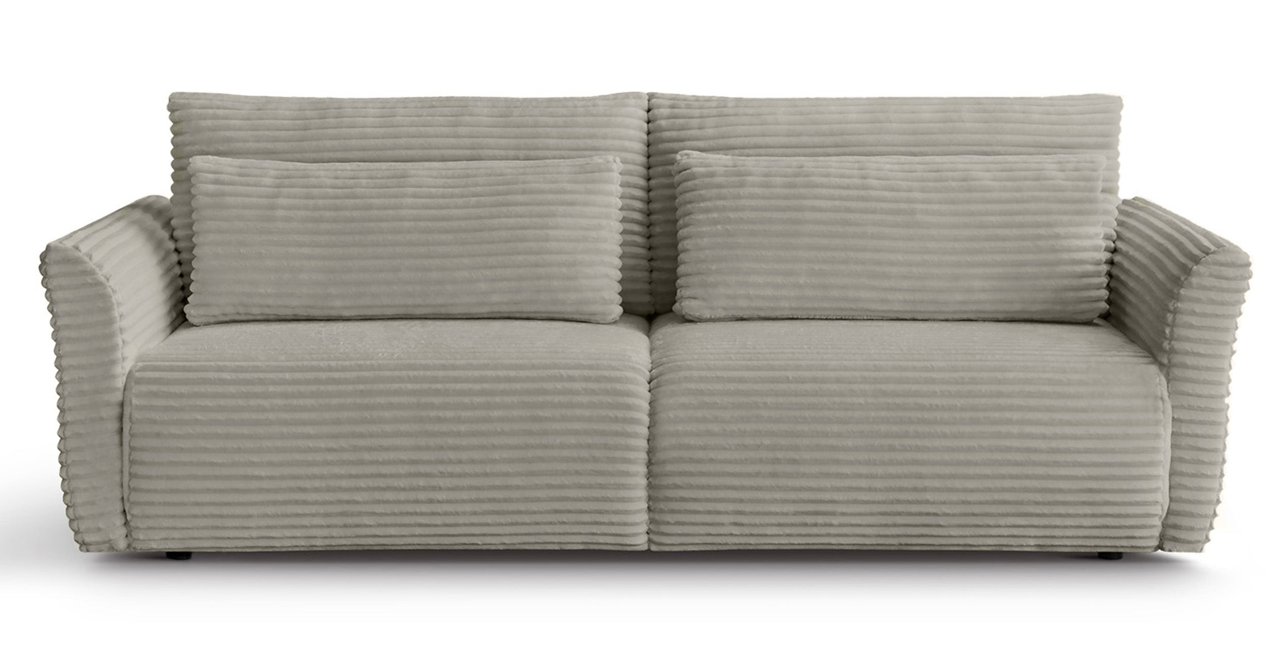 Kanapa rozkładana trzyosobowa Empewo z pojemnikiem szarobeżowa sztruks