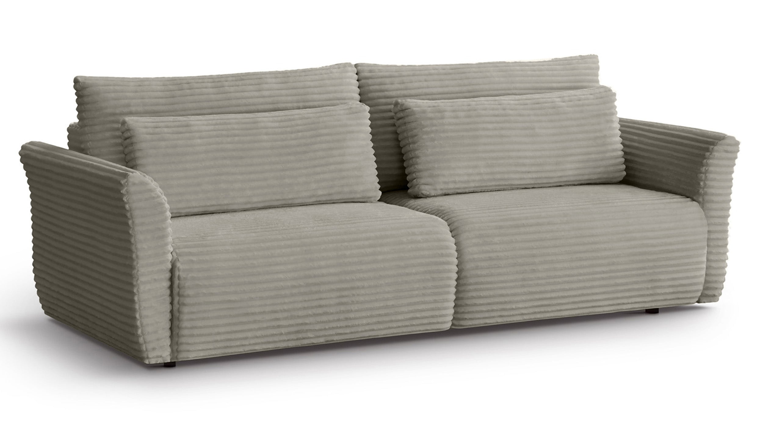 Kanapa rozkładana trzyosobowa Empewo z pojemnikiem szarobeżowa sztruks