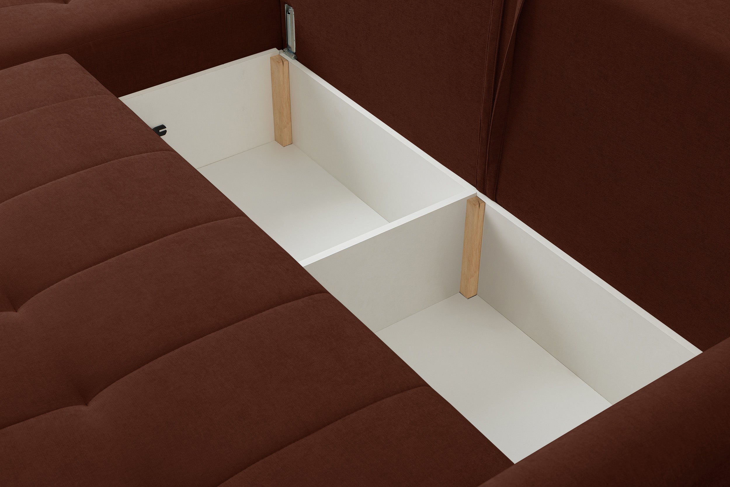 Narożnik z funkcją spania Timmone L-kształtny uniwersalny z pojemnikiem miedziany szenil