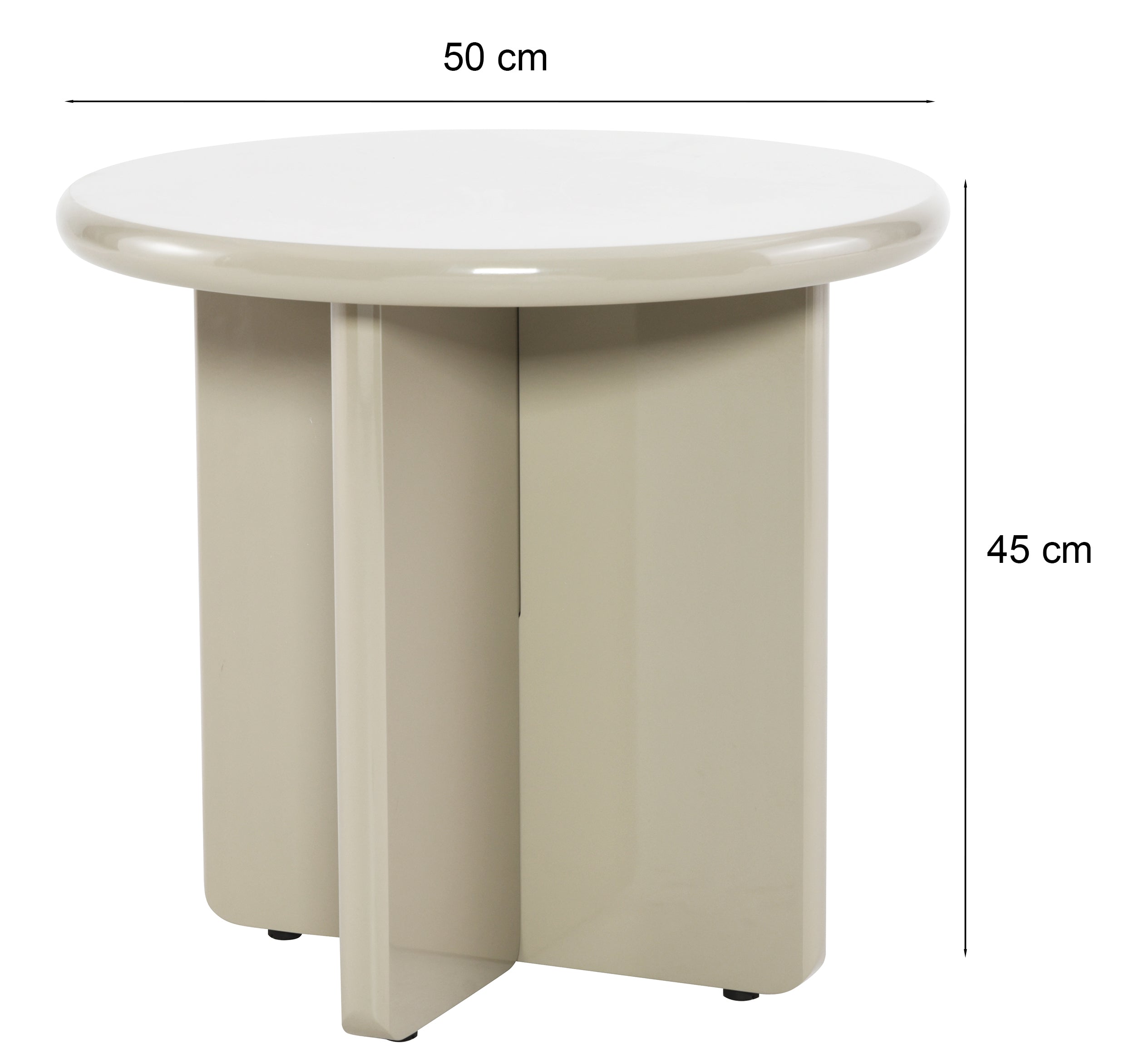 Stolik kawowy Compey średnica 50 cm beżowy wysoki połysk