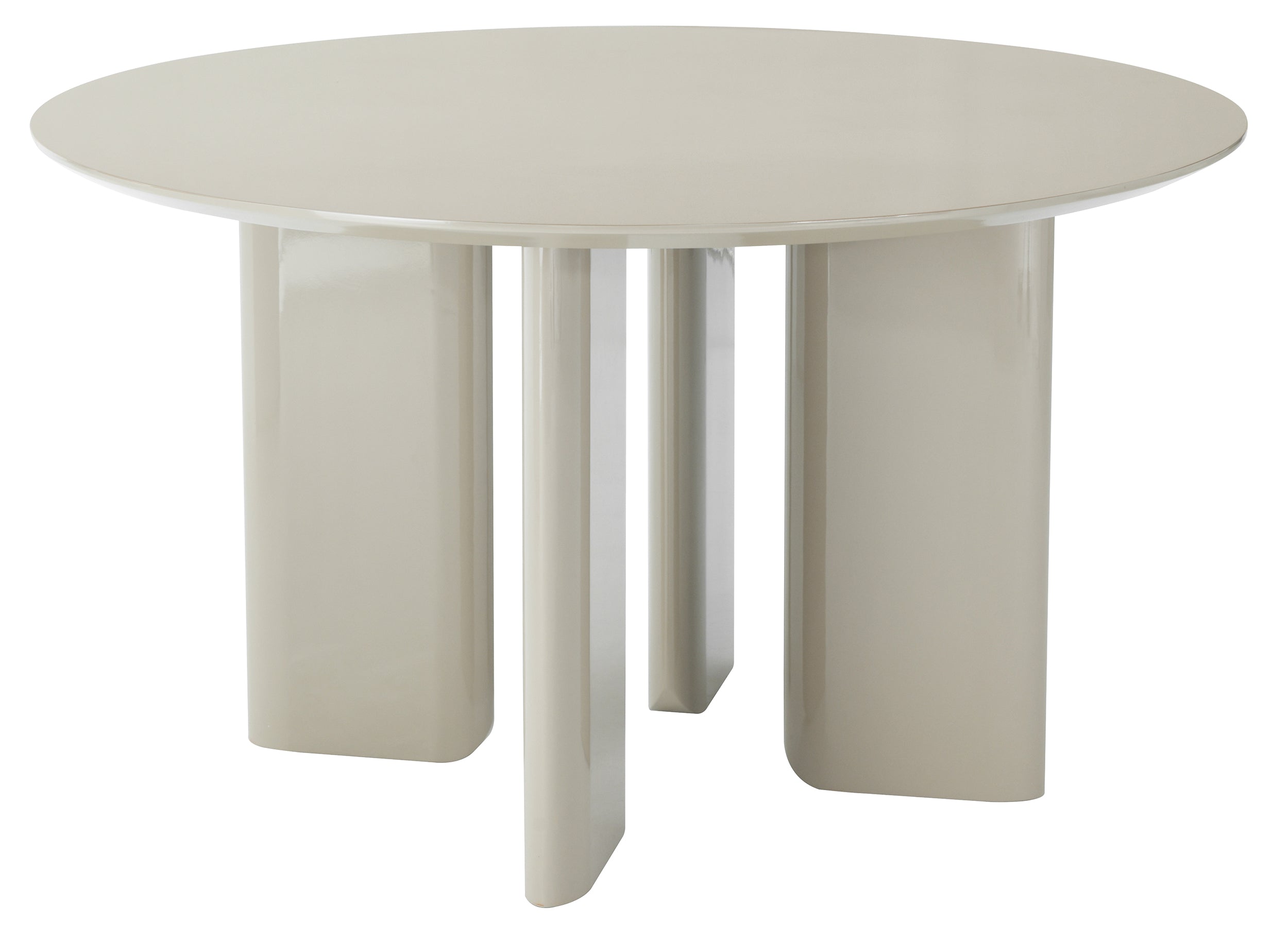 Stół do jadalni Plowles średnica 120 cm beżowy wysoki połysk