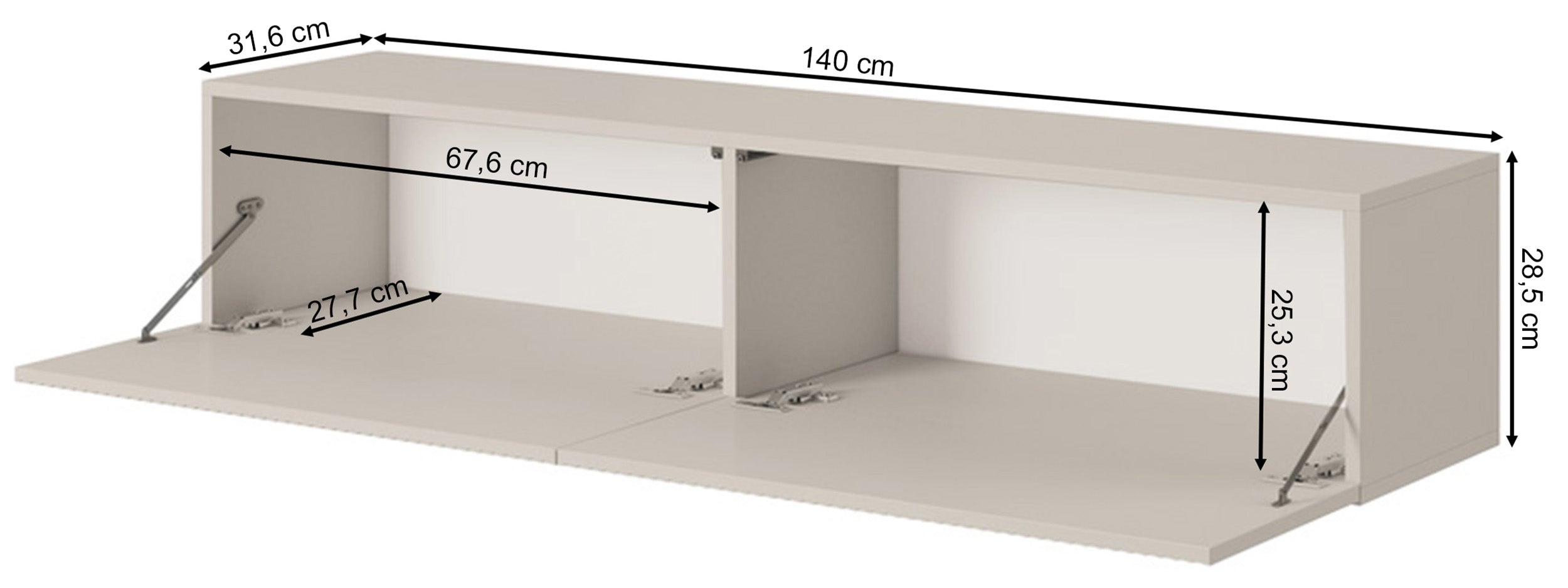 Szafka RTV Veldio z frezowanym frontem 140 cm Biała wisząca