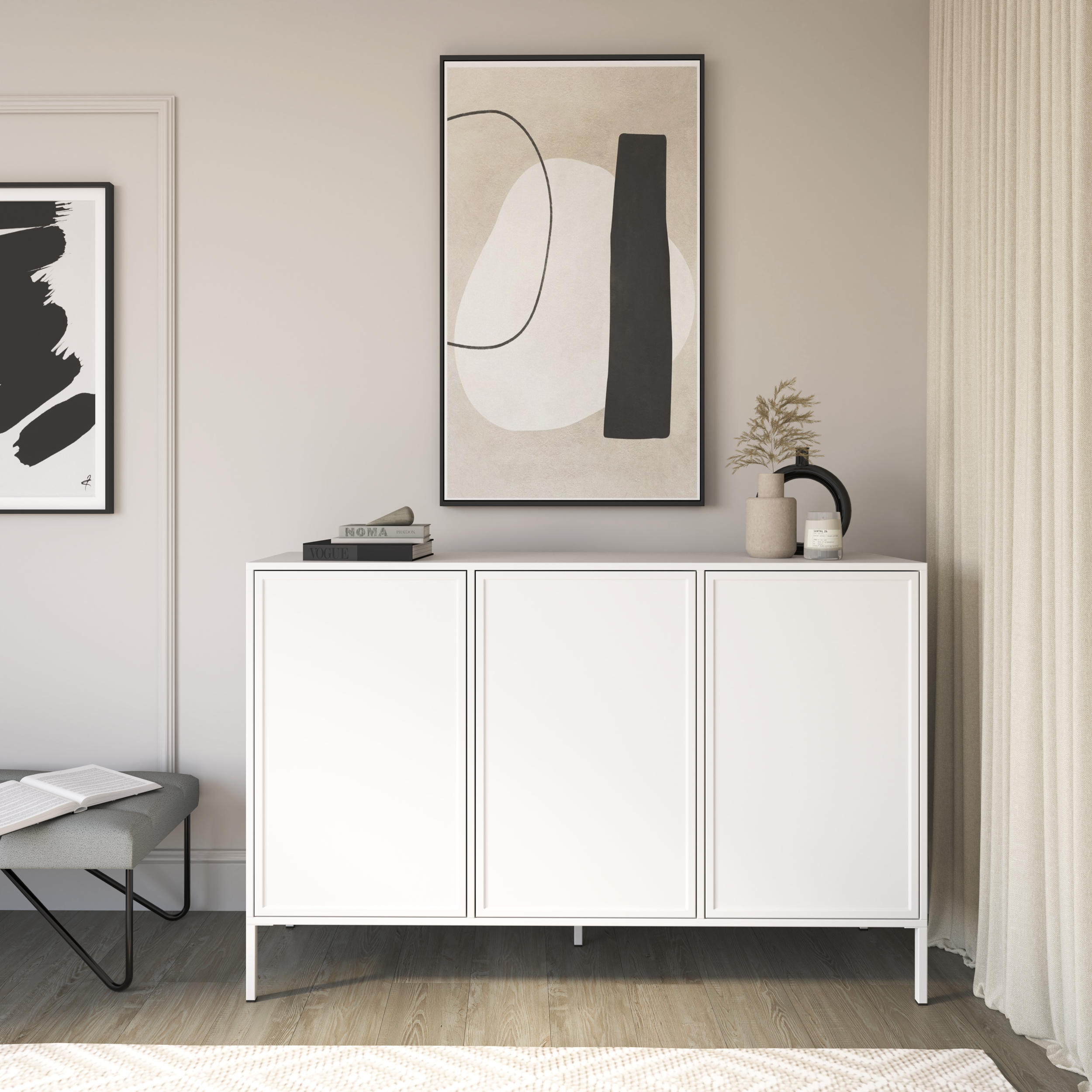 Komoda trzydrzwiowa Velveto 150 cm biały