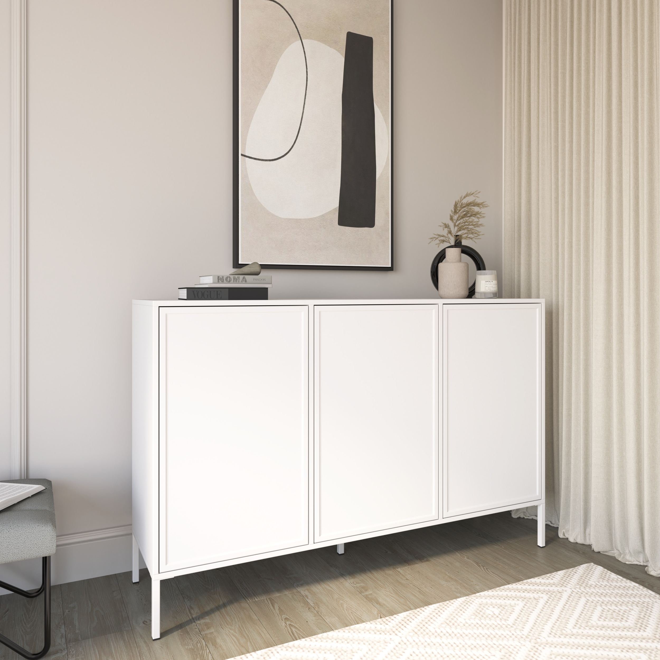 Komoda trzydrzwiowa Velveto 150 cm biały