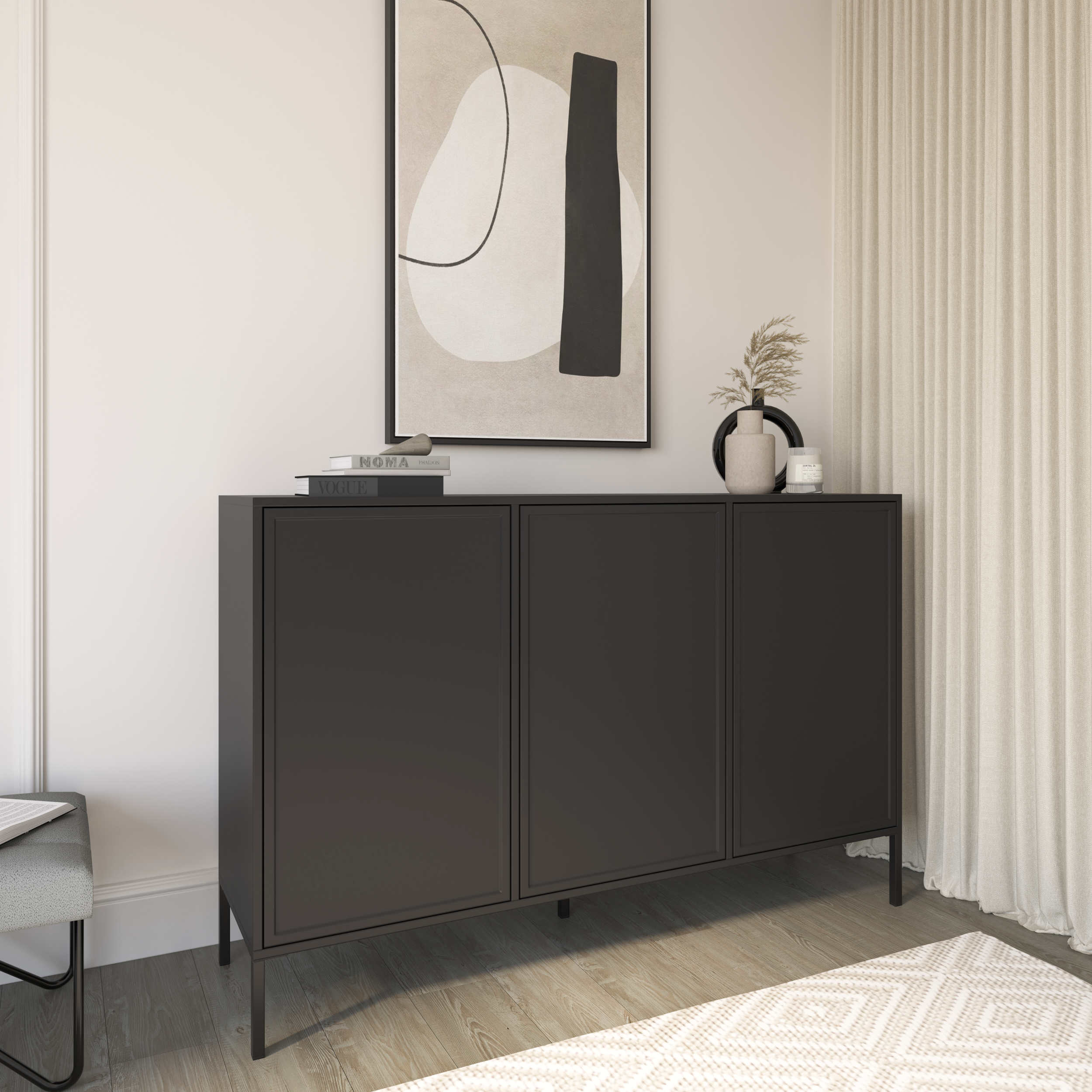 Komoda trzydrzwiowa Velveto 150 cm czarny