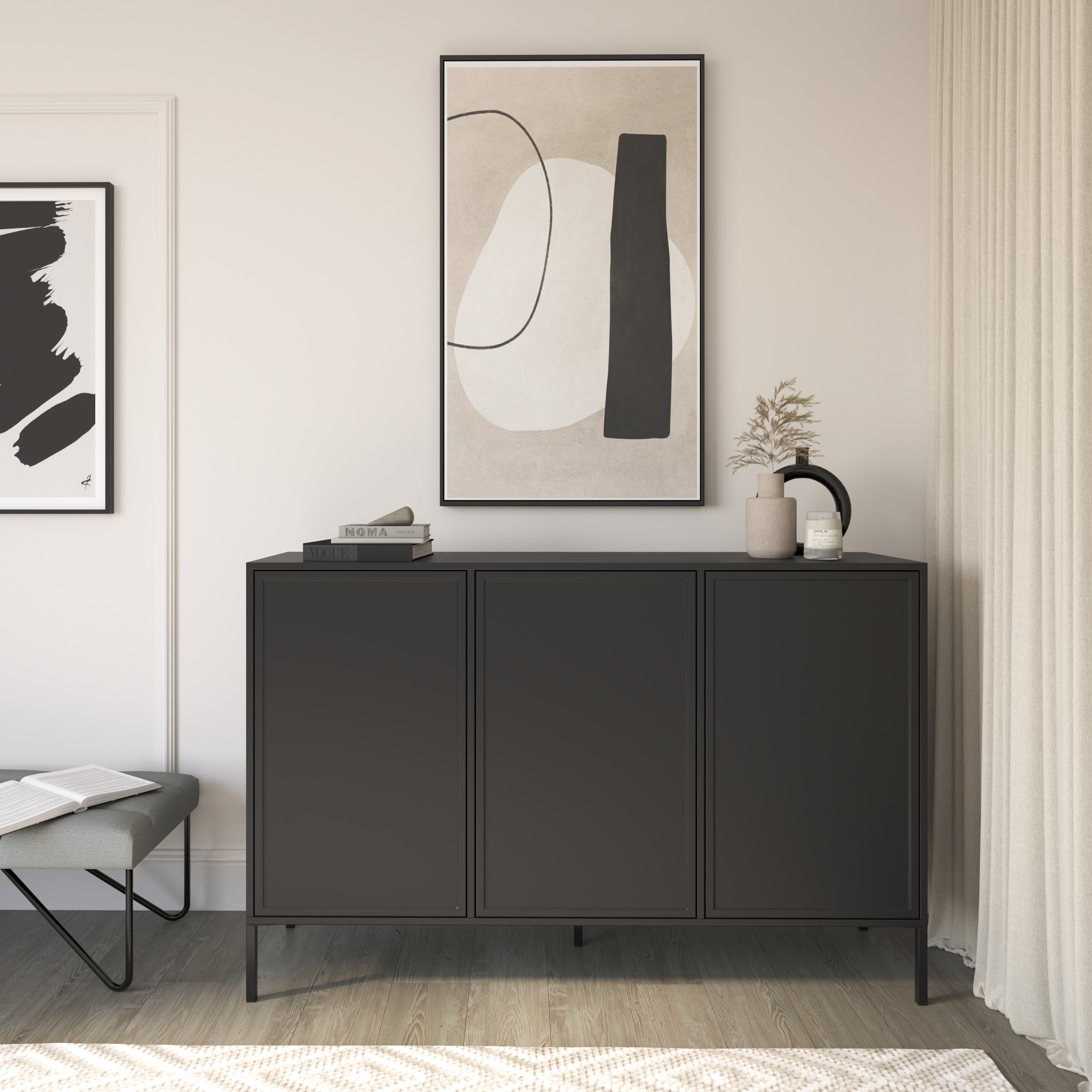 Komoda trzydrzwiowa Velveto 150 cm czarny