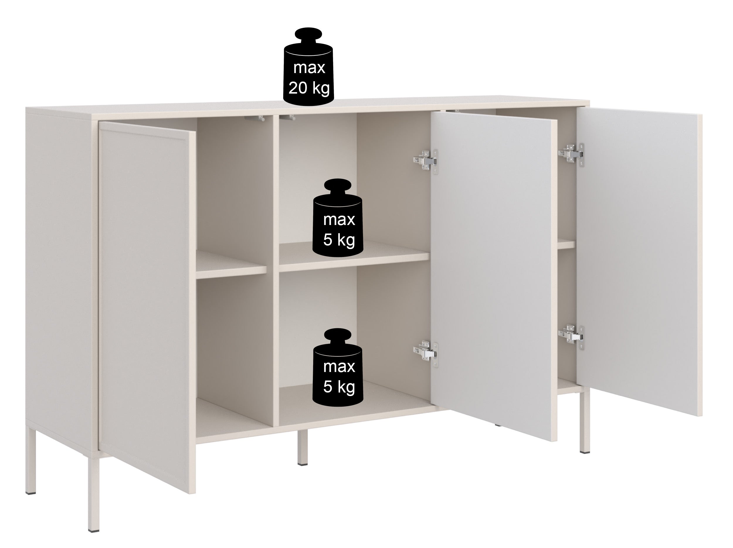 Komoda trzydrzwiowa Velveto 150 cm kaszmir