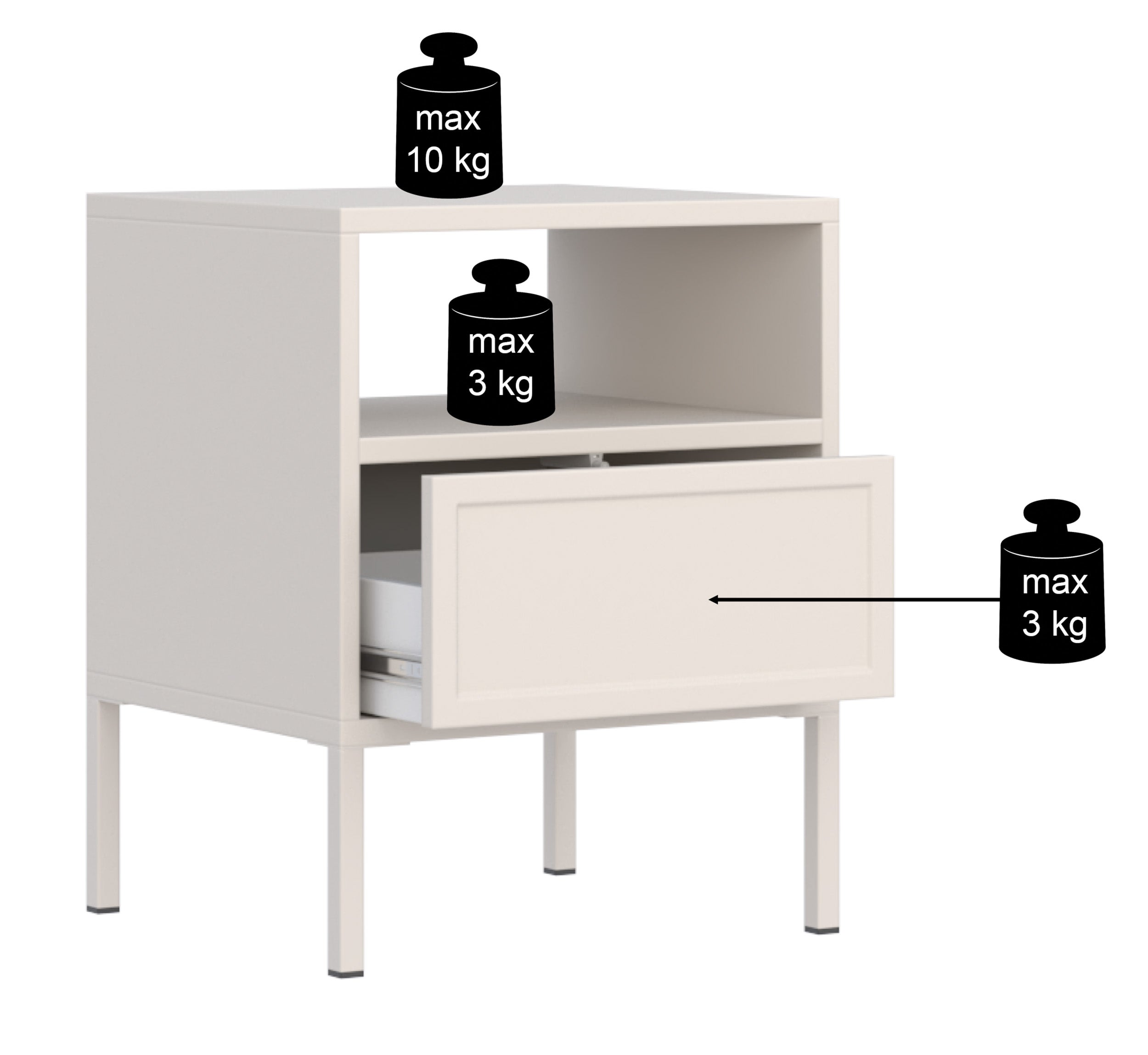 Szafka nocna Velveto z szufladą i wnęką 45 cm czarny