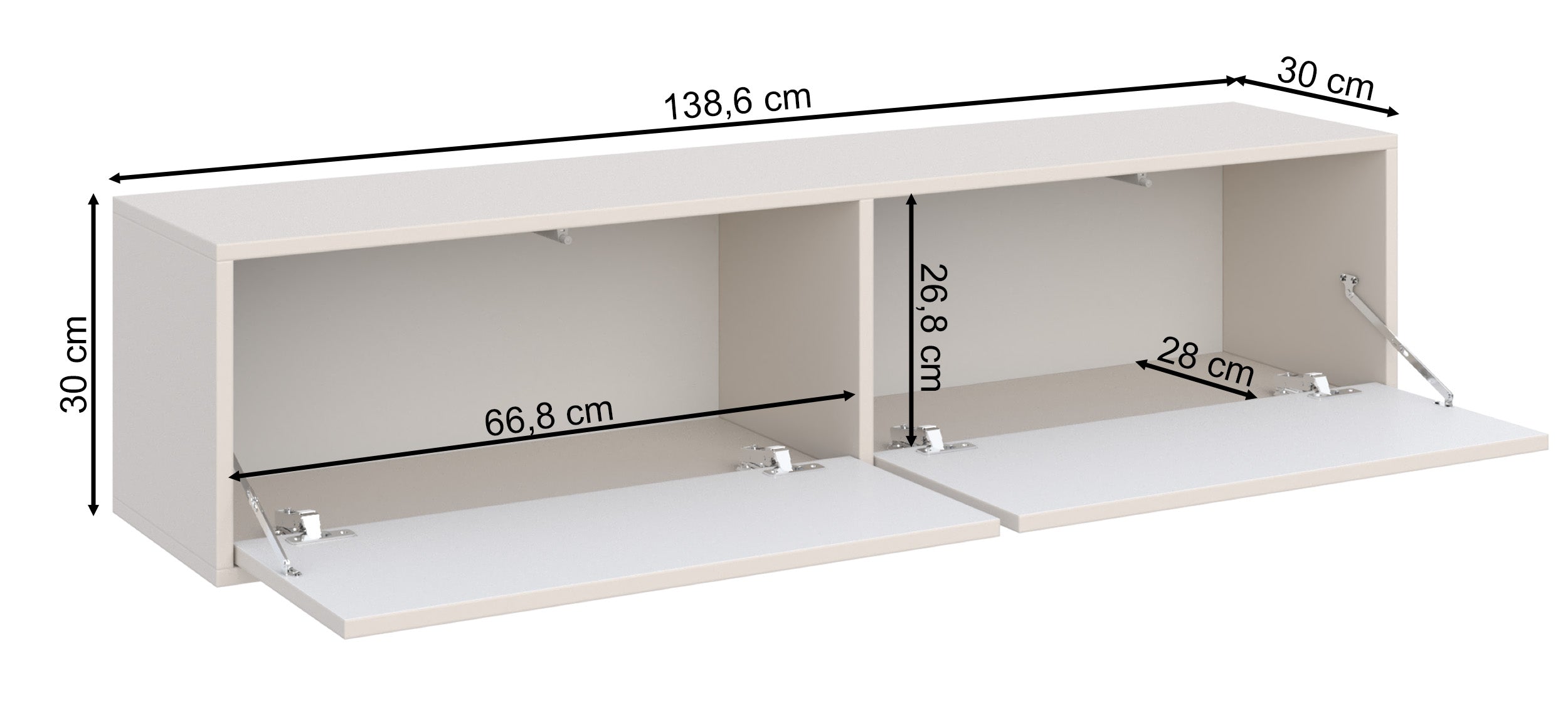 Szafka RTV Velveto wisząca z dwiema klapami 140 cm biały