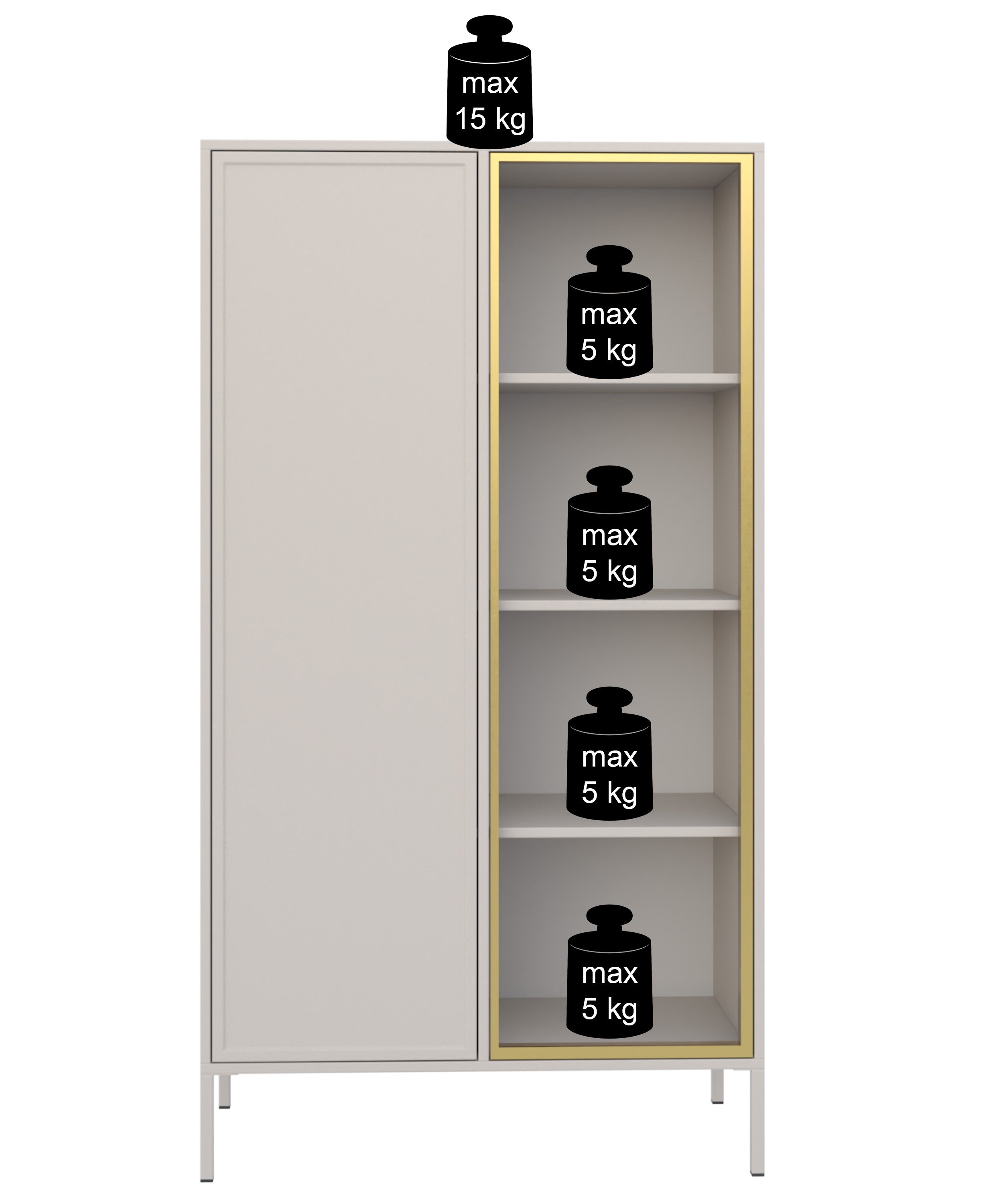 Witryna dwudrzwiowa Velveto ze szklanym frontem 90 cm kaszmir