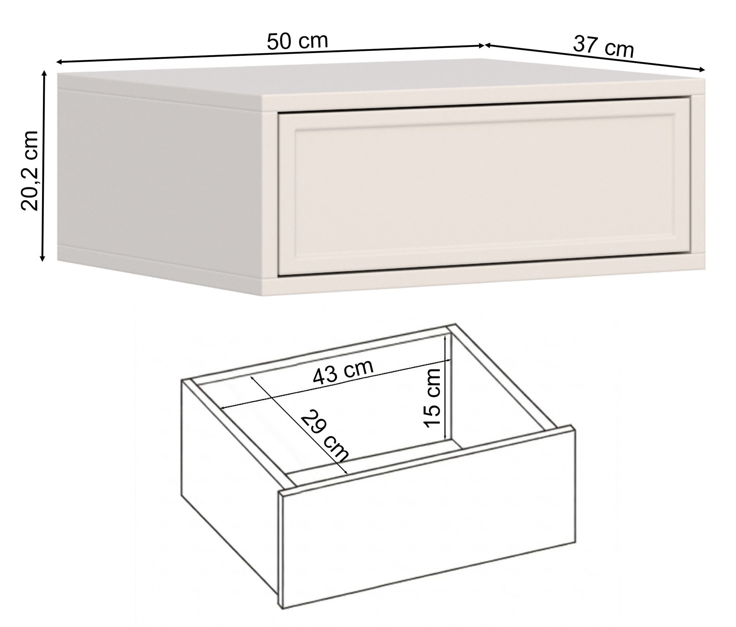 Szafka nocna Velveto wisząca z szufladą 50 cm czarny