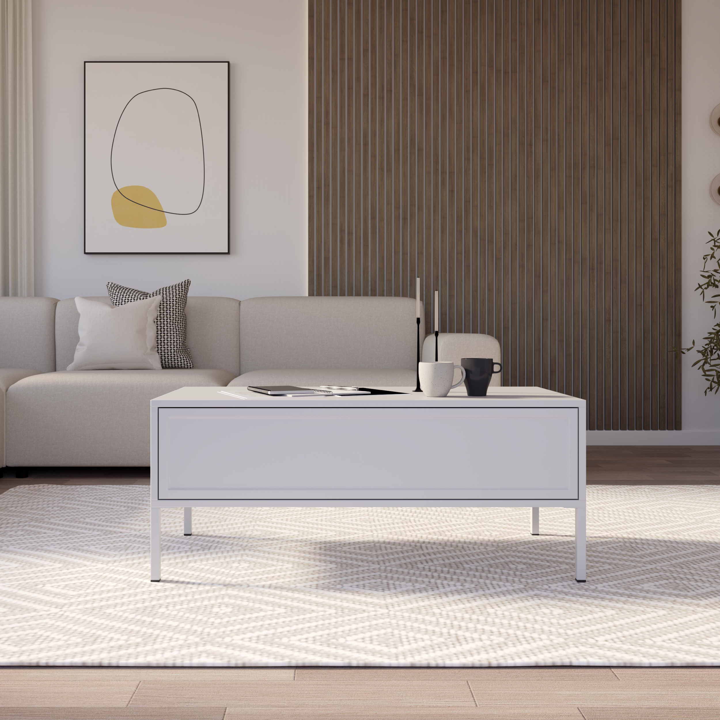 Stolik kawowy Velveto z szufladą 100x50 cm biały