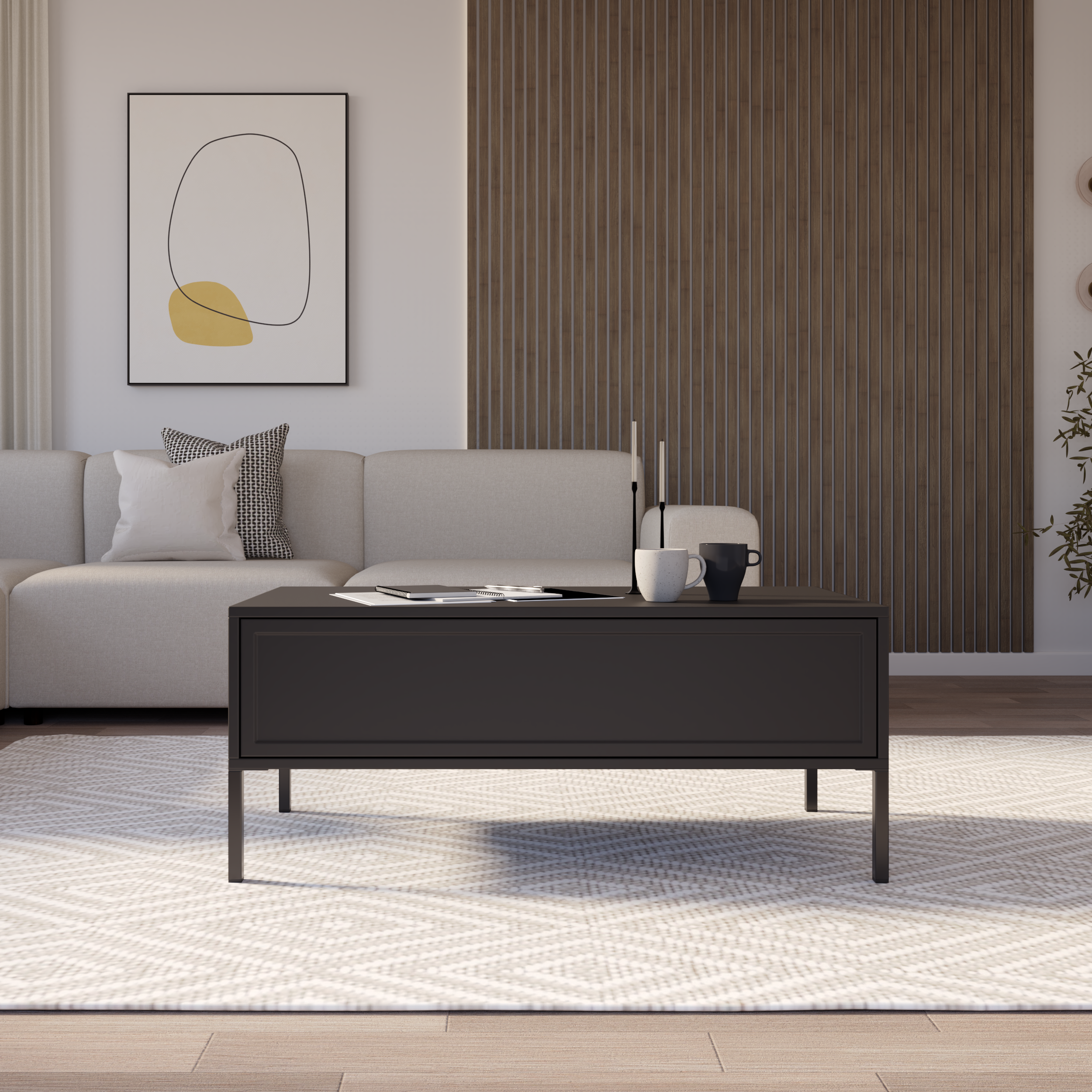 Stolik kawowy Velveto z szufladą 100x50 cm czarny