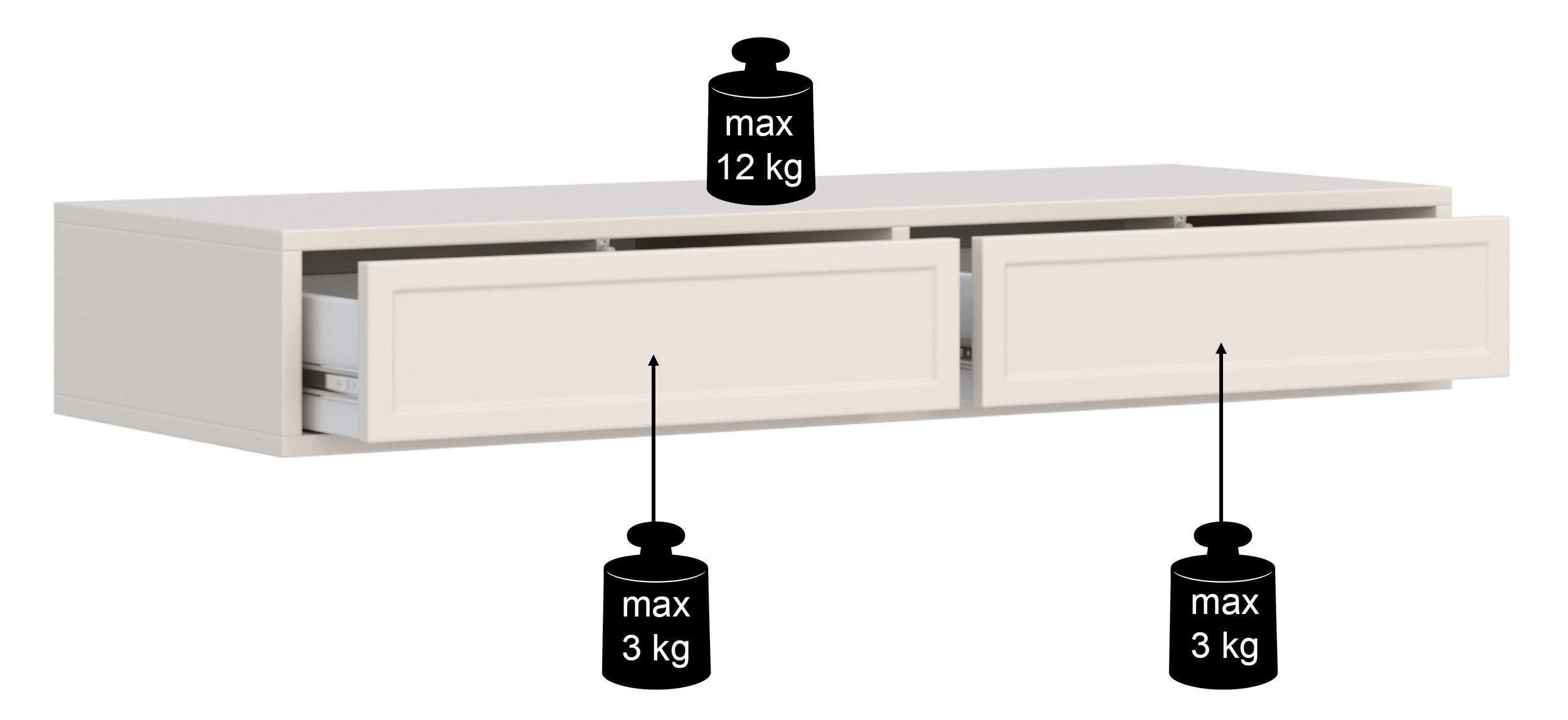 Toaletka Velveto z dwiema szufladami 110 cm biały