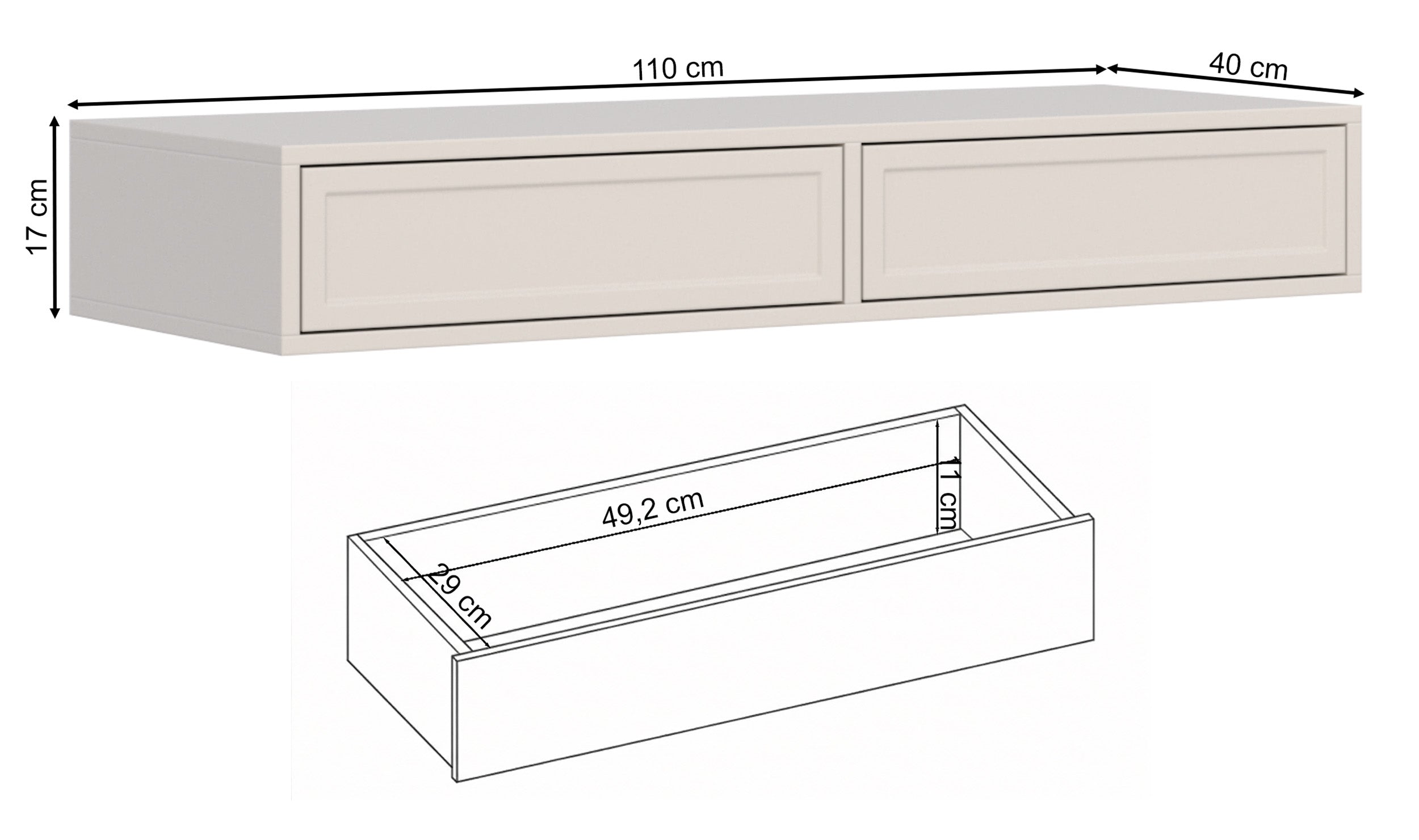 Toaletka Velveto z dwiema szufladami 110 cm kaszmir