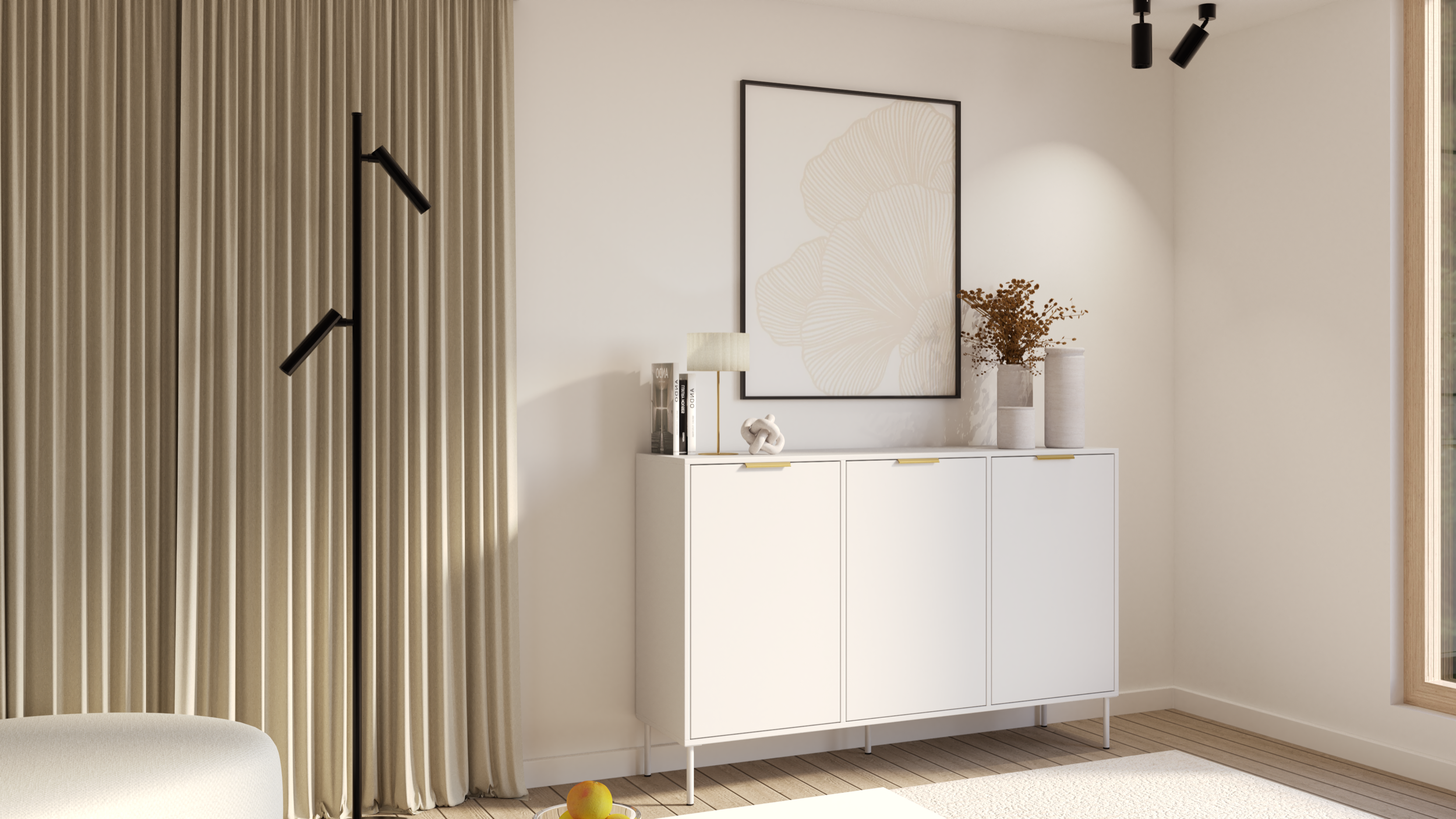 Komoda trzydrzwiowa Vena 150 cm biały