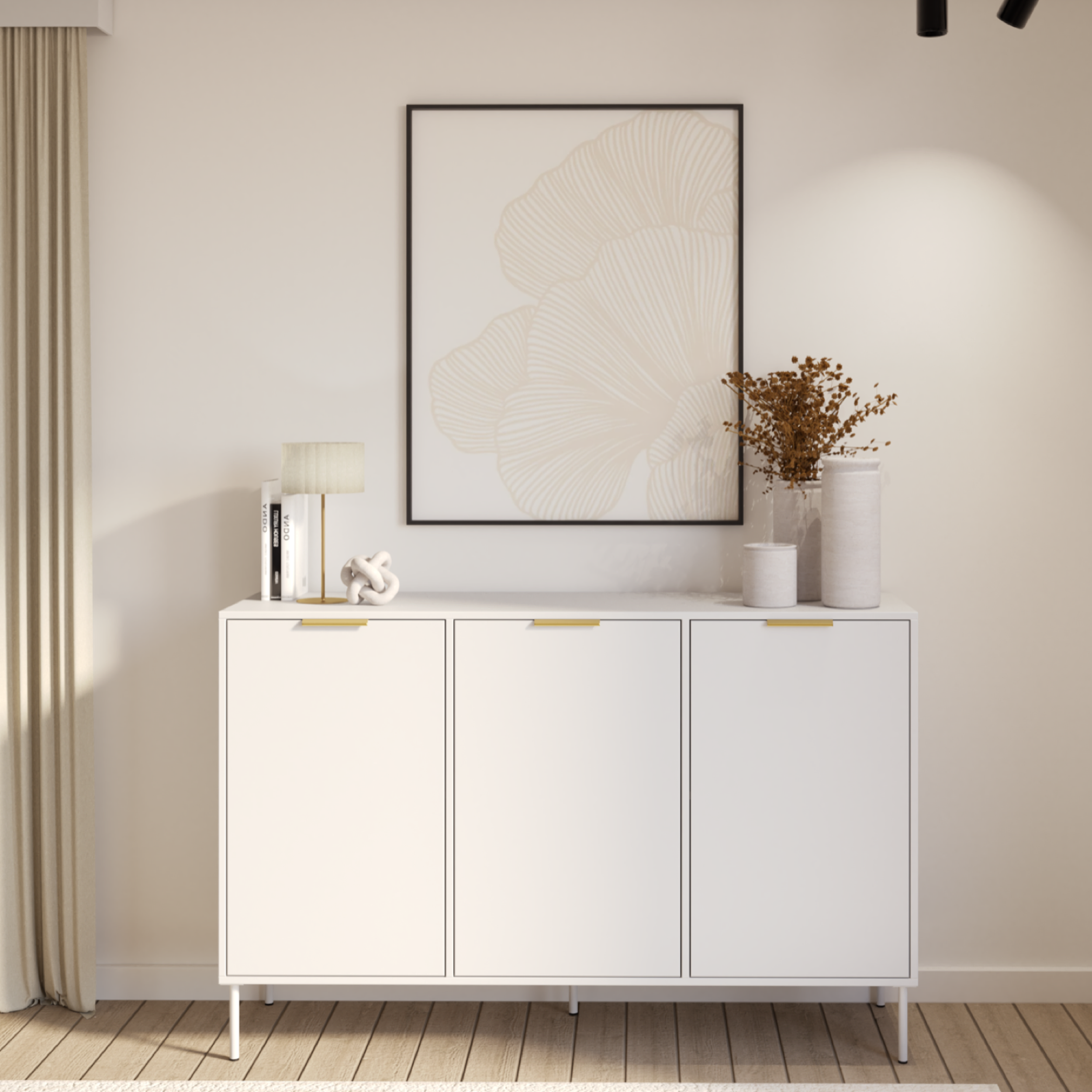 Komoda trzydrzwiowa Vena 150 cm biały