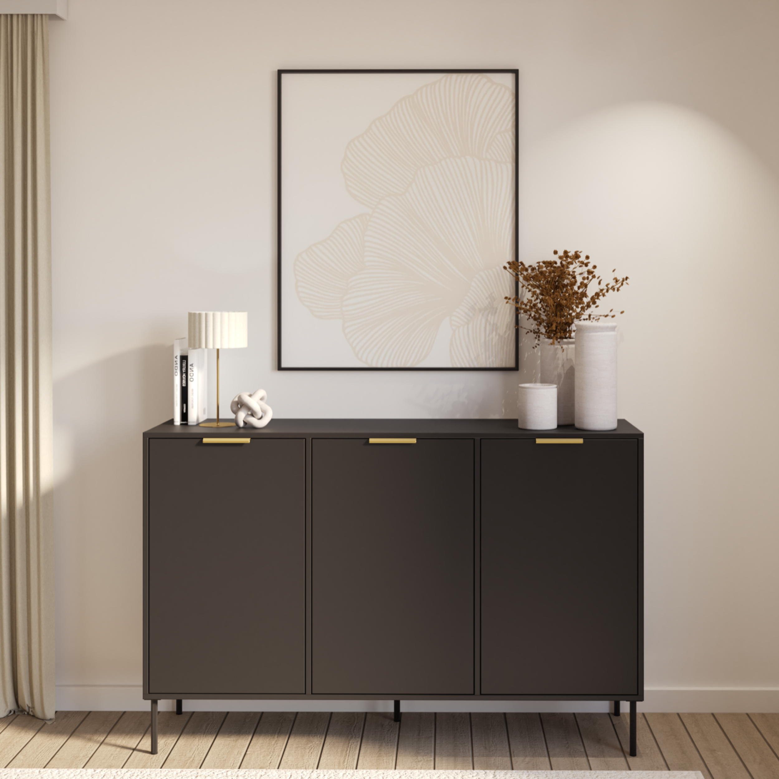 Komoda trzydrzwiowa Vena 150 cm czarny
