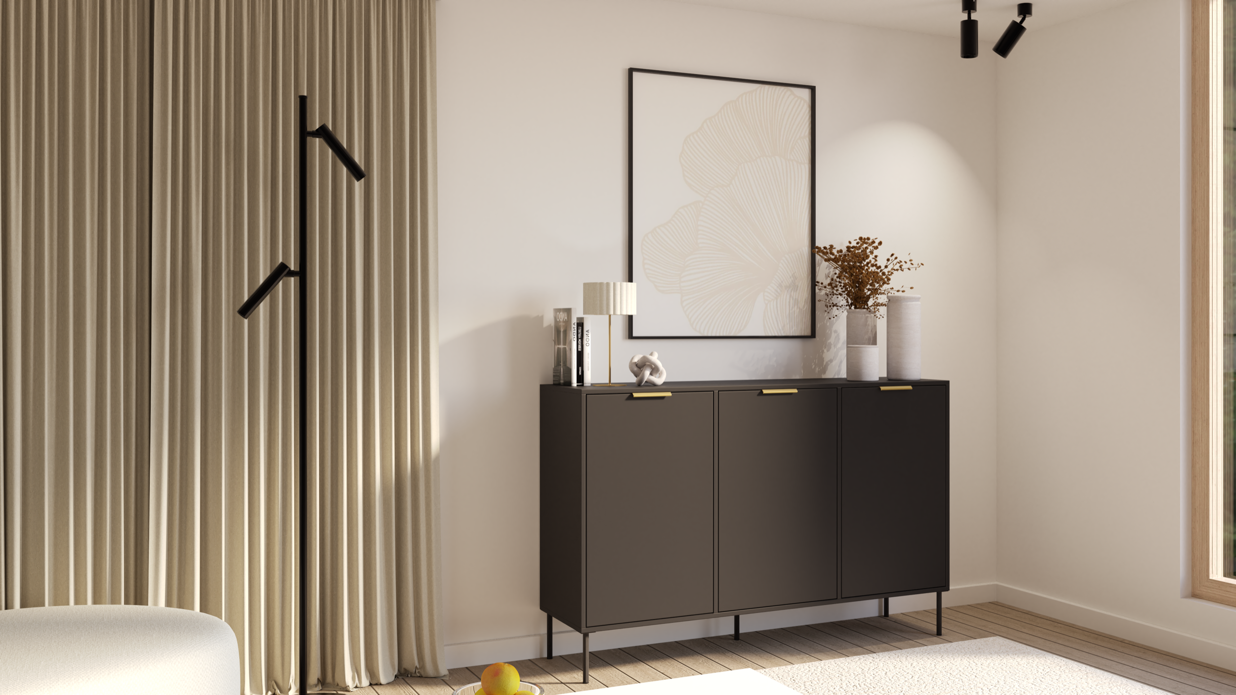 Komoda trzydrzwiowa Vena 150 cm czarny