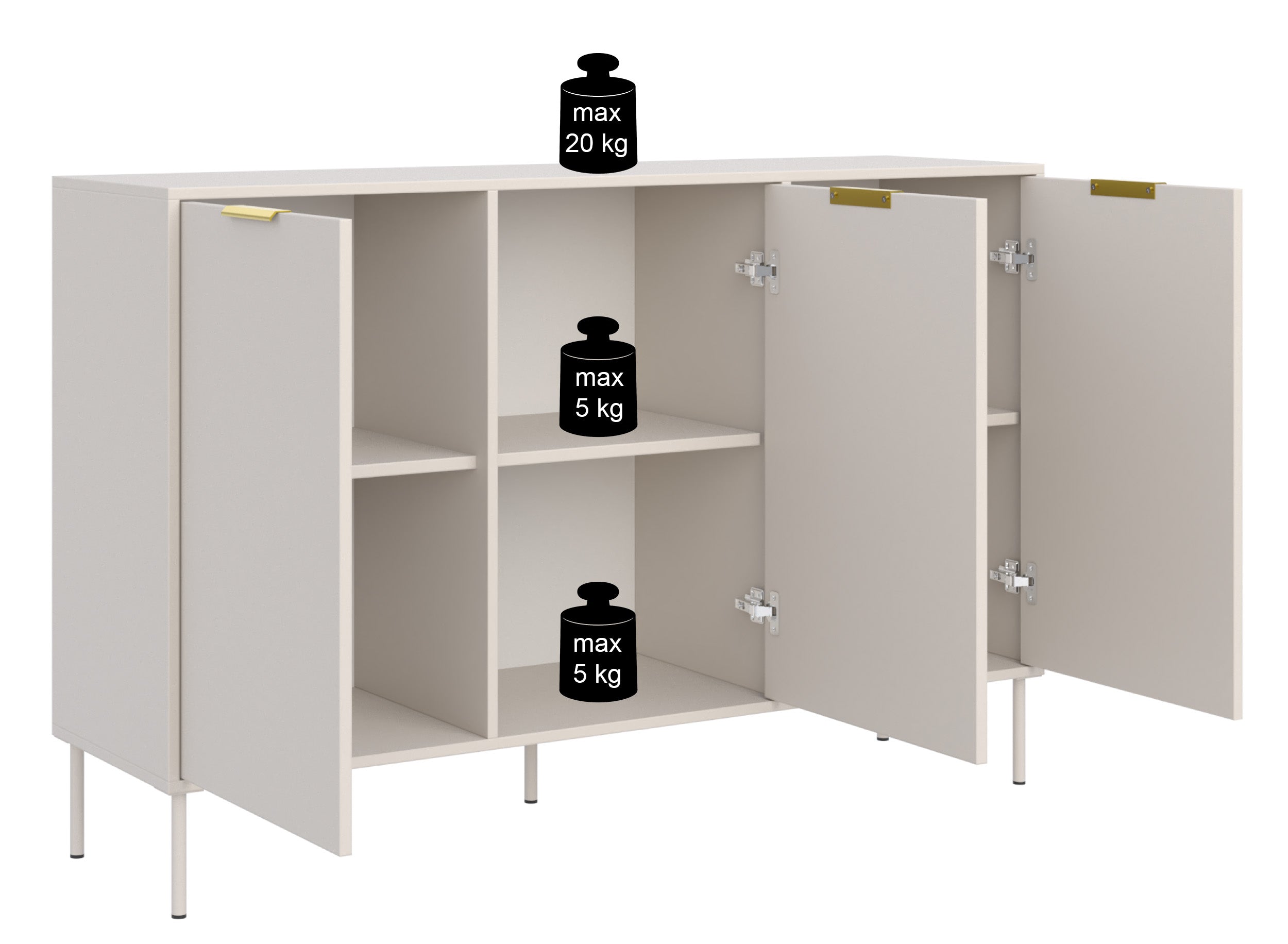 Komoda trzydrzwiowa Vena 150 cm kaszmir