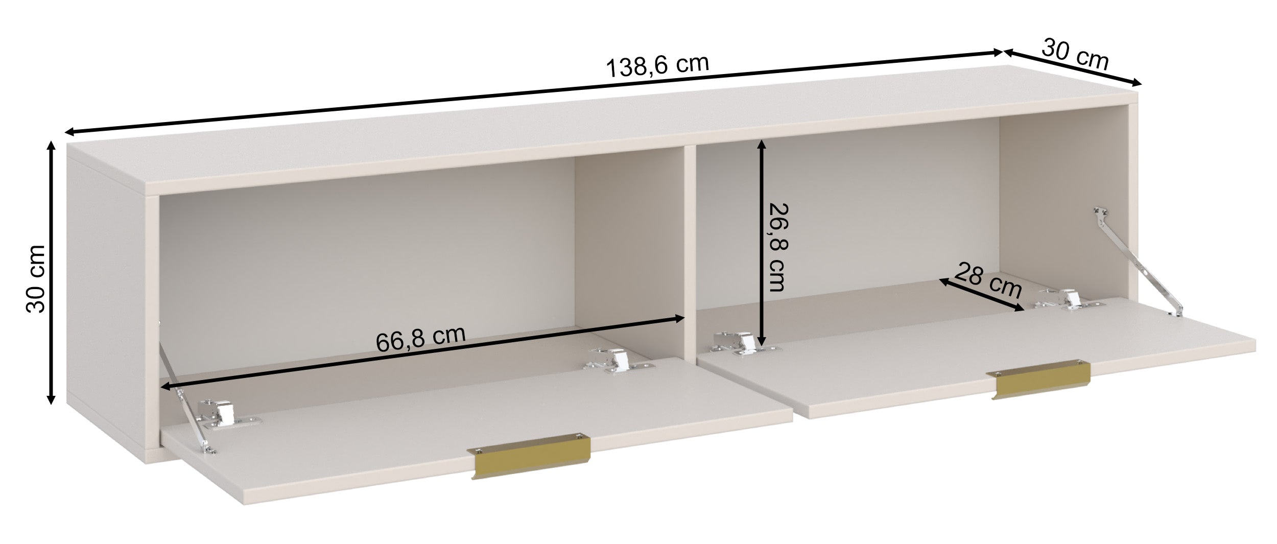Szafka RTV Vena wisząca z dwiema klapami 140 cm biały