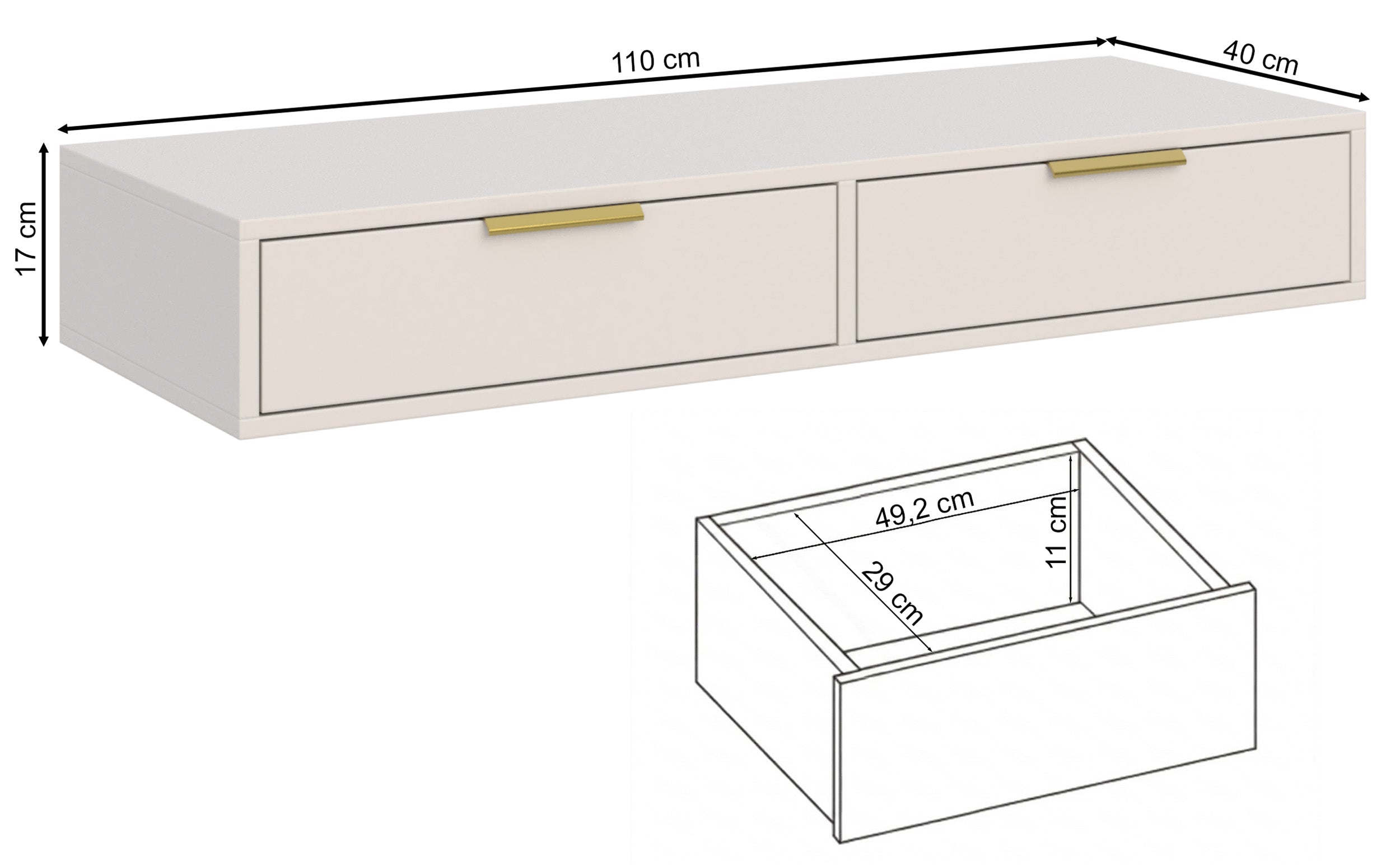 Toaletka Vena z dwiema szufladami 110 cm kaszmir
