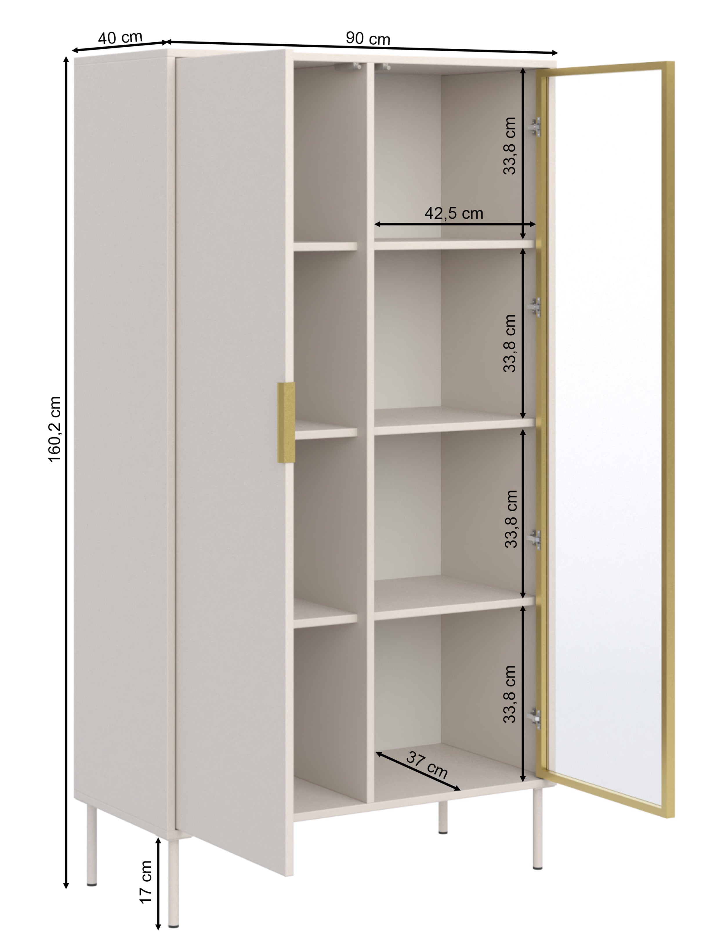 Witryna dwudrzwiowa Vena ze szklanym frontem 90 cm czarny