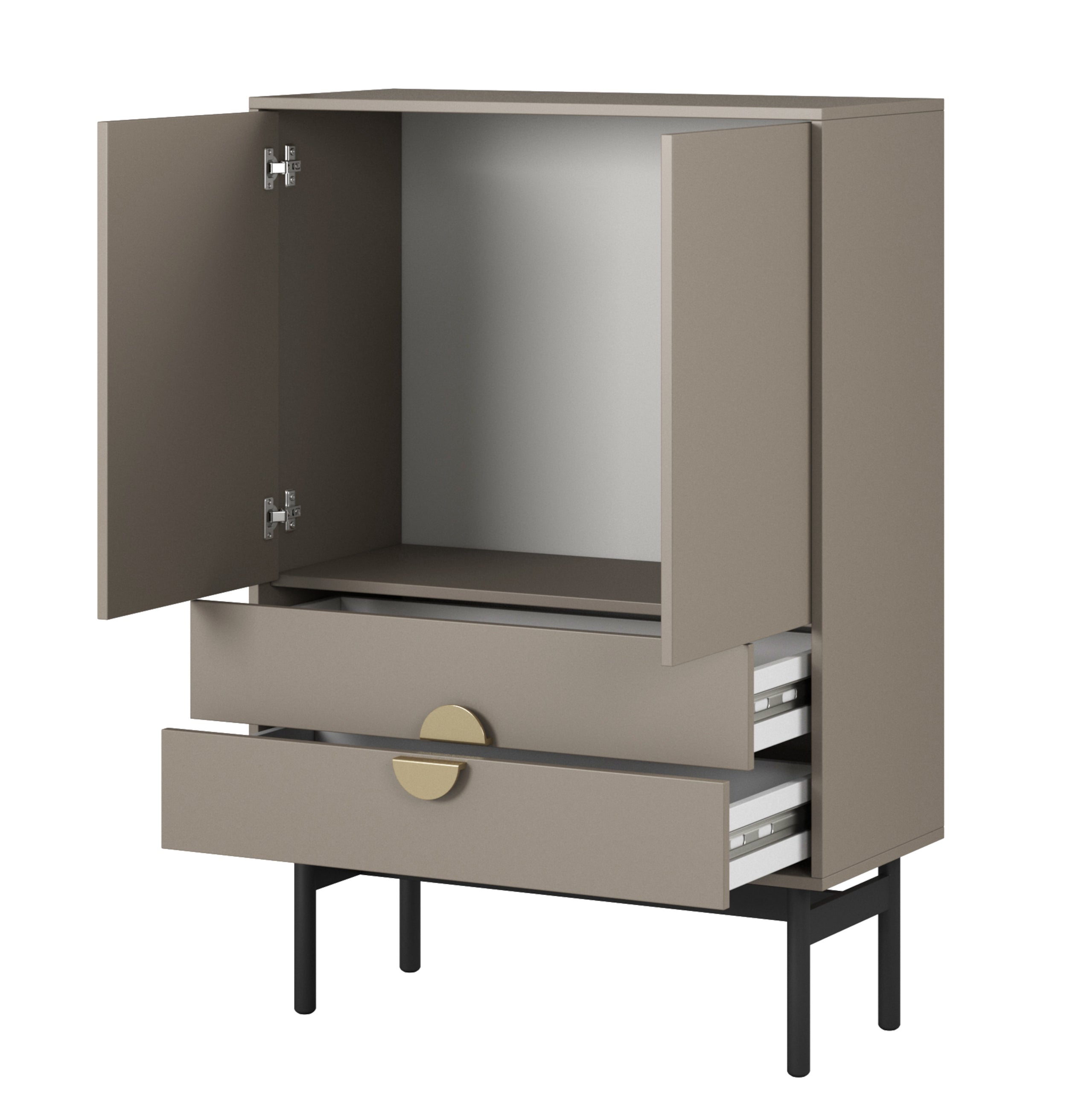 Komoda dwudrzwiowa Stoon z dwoma szufladami 85 cm Beż/Cappucino