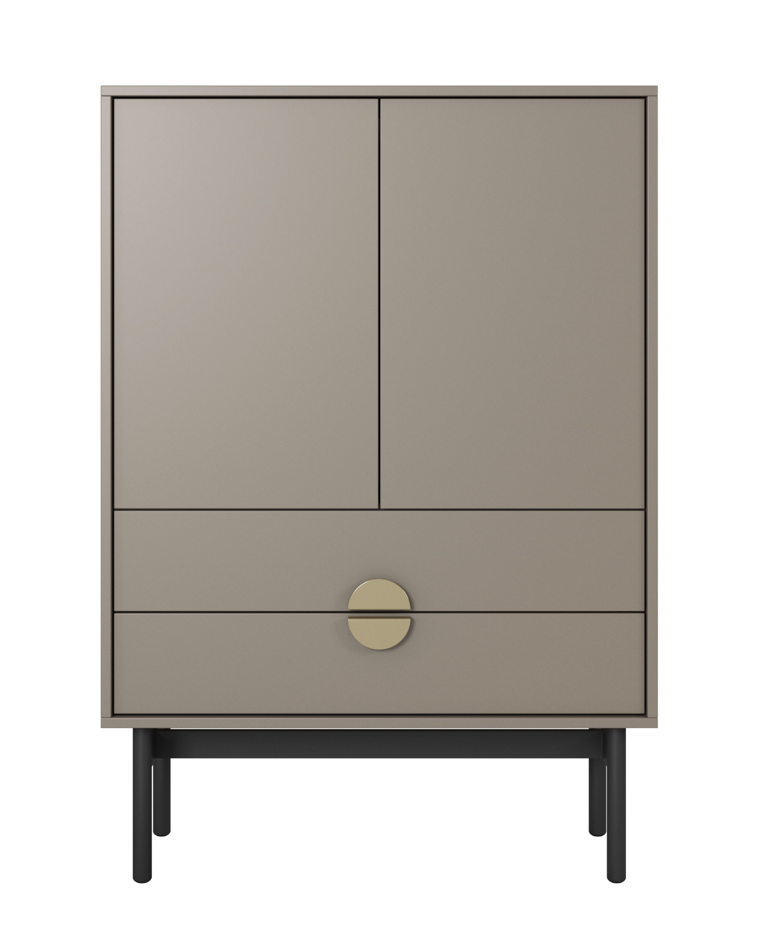 Komoda dwudrzwiowa Stoon z dwoma szufladami 85 cm Beż/Cappucino