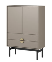 Komoda dwudrzwiowa Stoon z dwoma szufladami 85 cm Beż/Cappucino