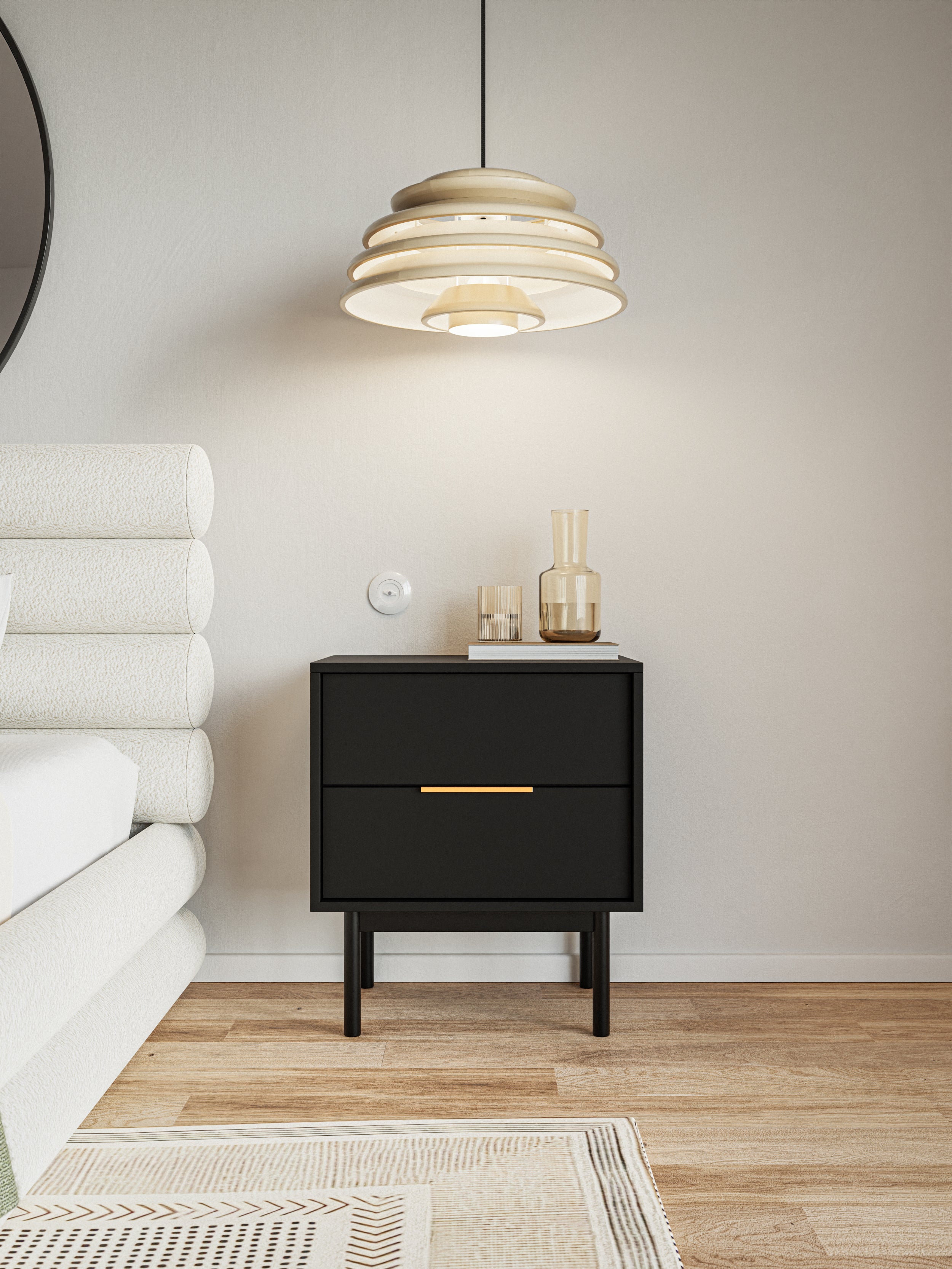 Szafka nocna Viviaro z dwoma szufladami 54 cm Czarny