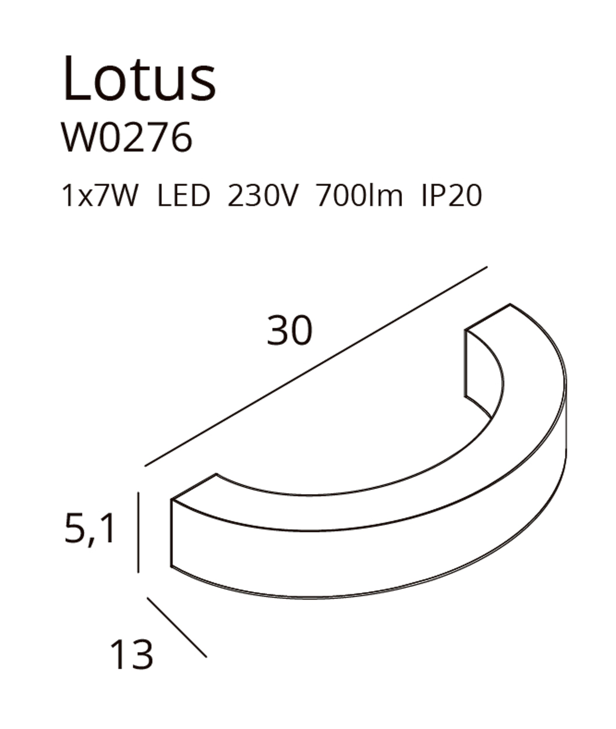 Kinkiet Lotus złoty 7W
