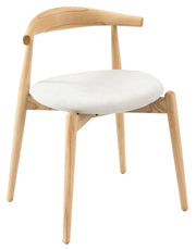 Krzesło drewniane do jadalni Perally w tkaninie łatwoczyszczącej kremowy szenil/dąb naturalny