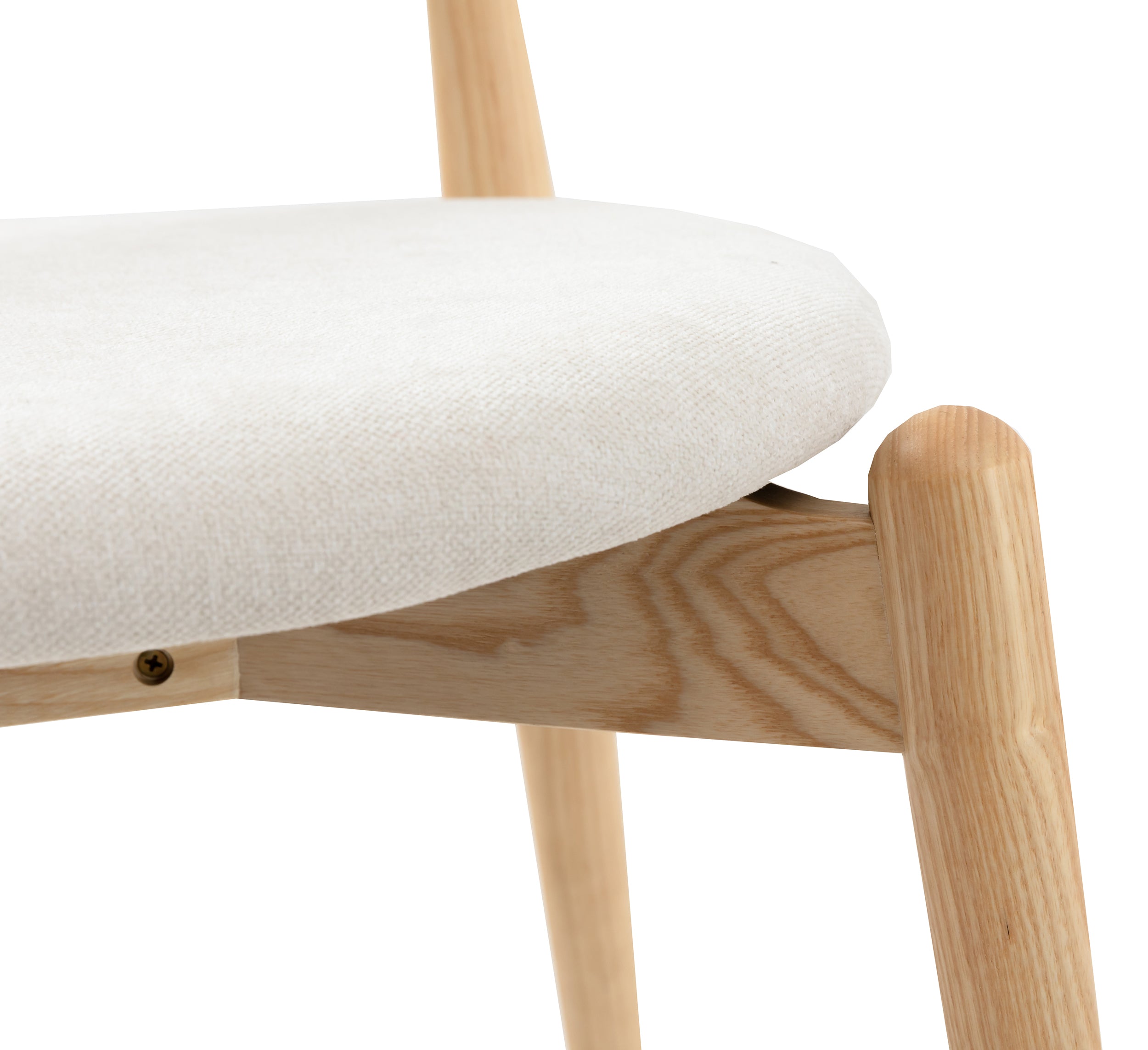 Krzesło drewniane do jadalni Perally w tkaninie łatwoczyszczącej kremowy szenil/dąb naturalny