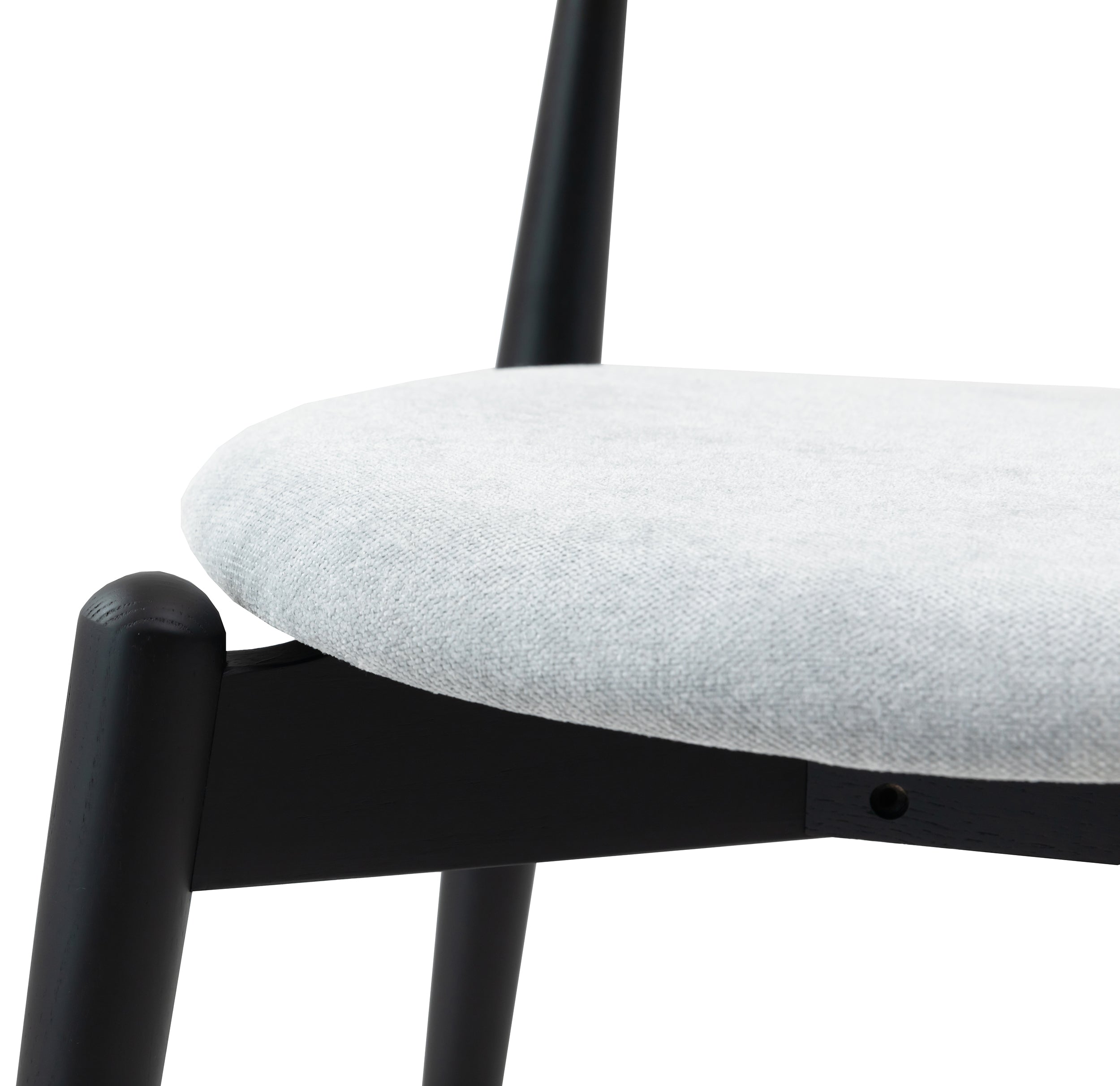 Krzesło drewniane do jadalni Dinesse w tkaninie łatwoczyszczącej szary szenil/czarny