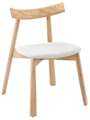 Krzesło drewniane do jadalni Delify w tkaninie łatwoczyszczącej kremowy szenil/dąb naturalny